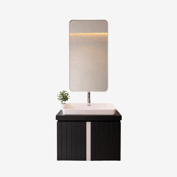 Everly Wall Mounted Vanity With Basin And Mirror Black White 600mm