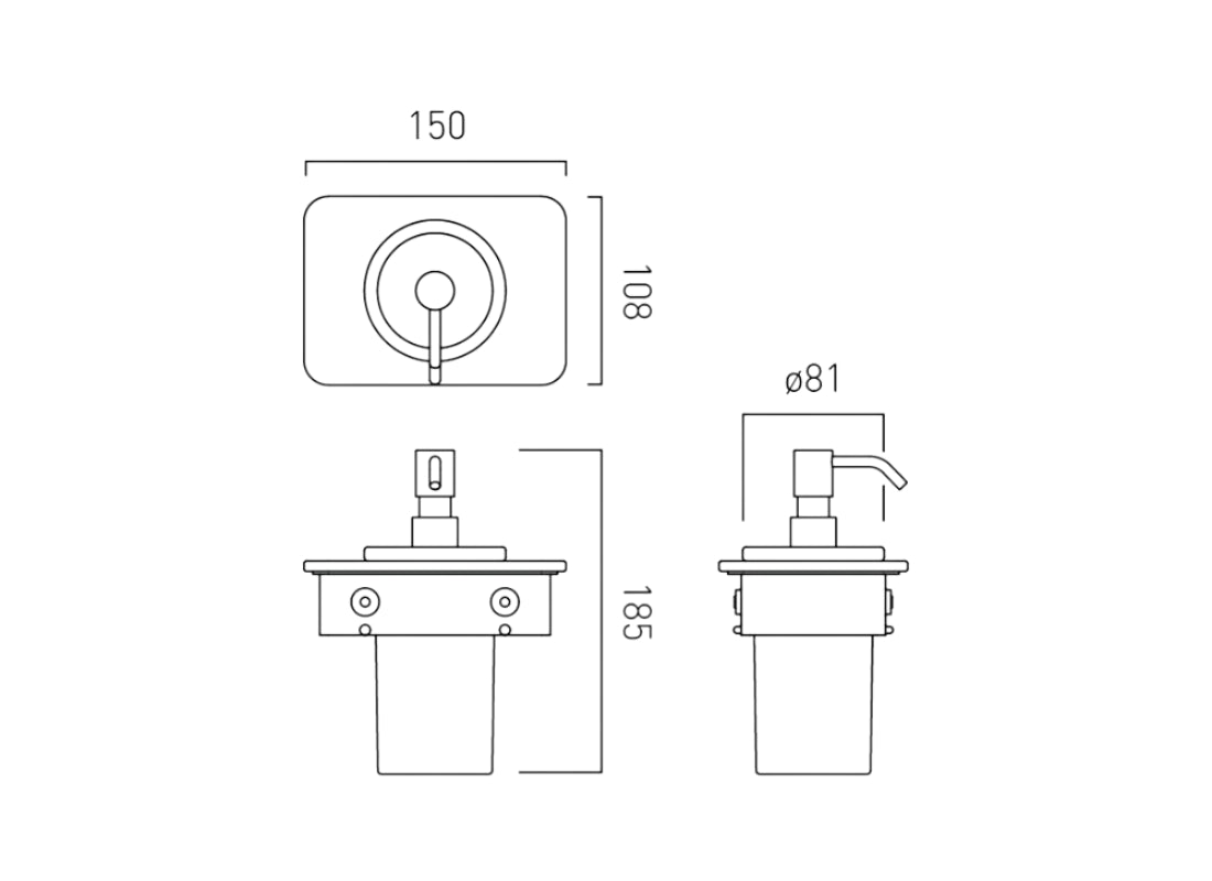 Muse Soap Dispenser with 150 mm Black Glass Shelf