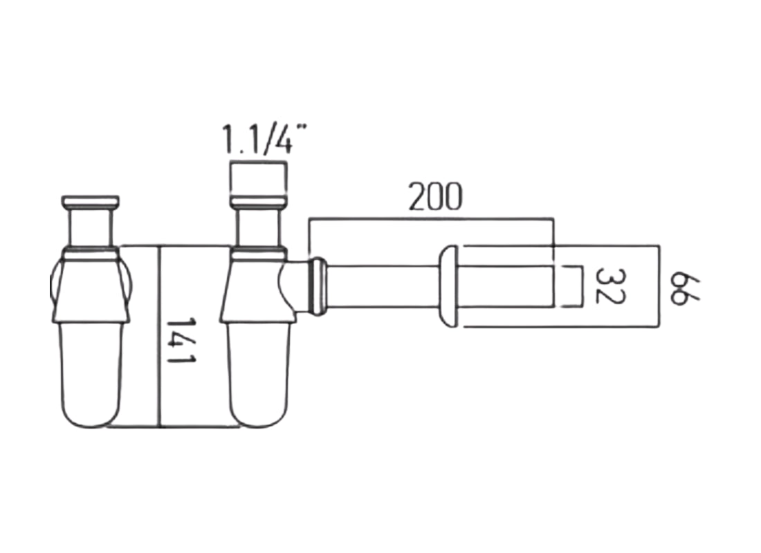 Pex Bottle Trap, Adjustable Outlet 50 - 140 mm