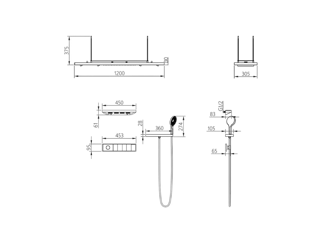 CLEA Diane Luxury 5-Function Concealed Shower Set, Chrome, A1027A