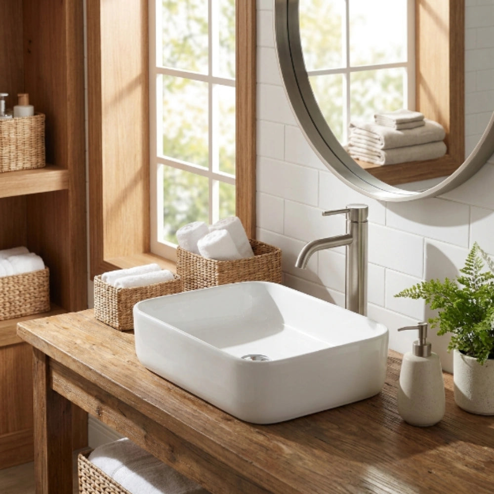 CLEA Countertop Art Basin 50cm 8427A – White Rectangular