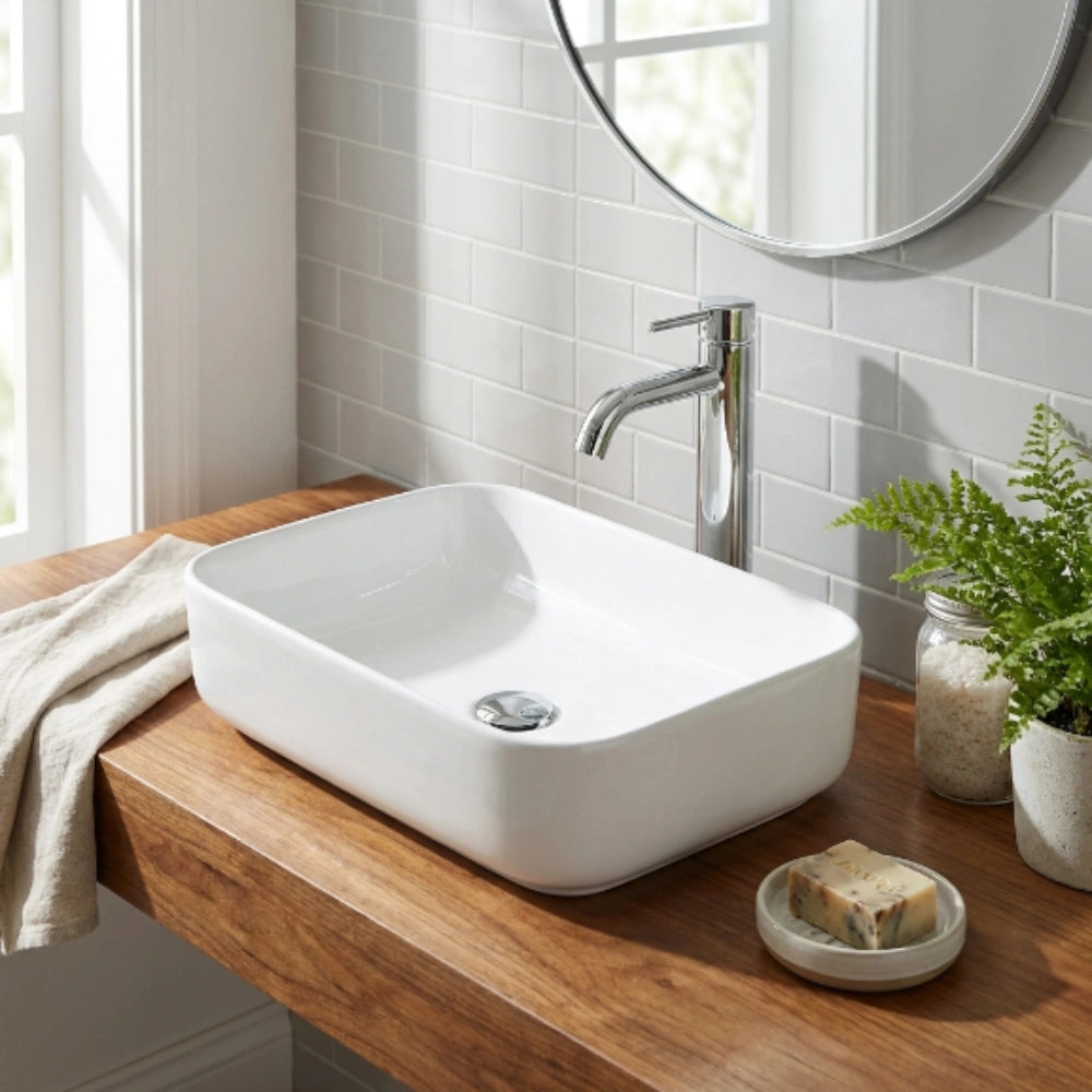 CLEA Countertop Art Basin 60cm 8427B – White Rectangular