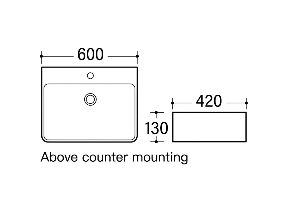 CLEA Countertop Art Basin with One Tap Hole 60cm 8179B