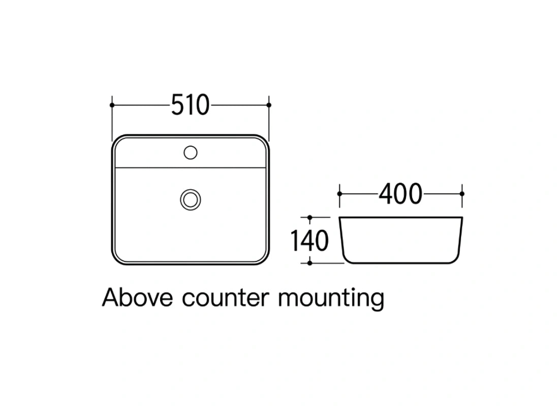 CLEA Countertop Art Basin with One Tap Hole 50cm 8041