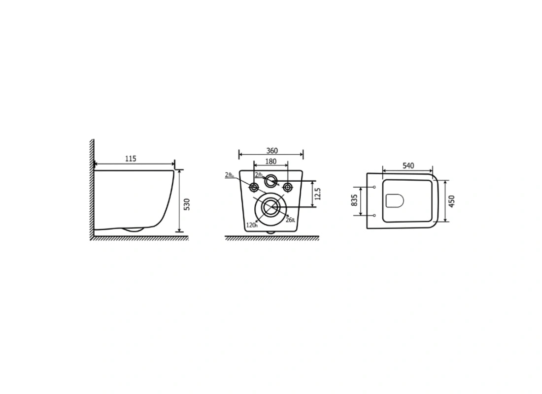CLEA LUMINA TORNADO Wall Hung WC with UF Seat & Fixing Screw W2412