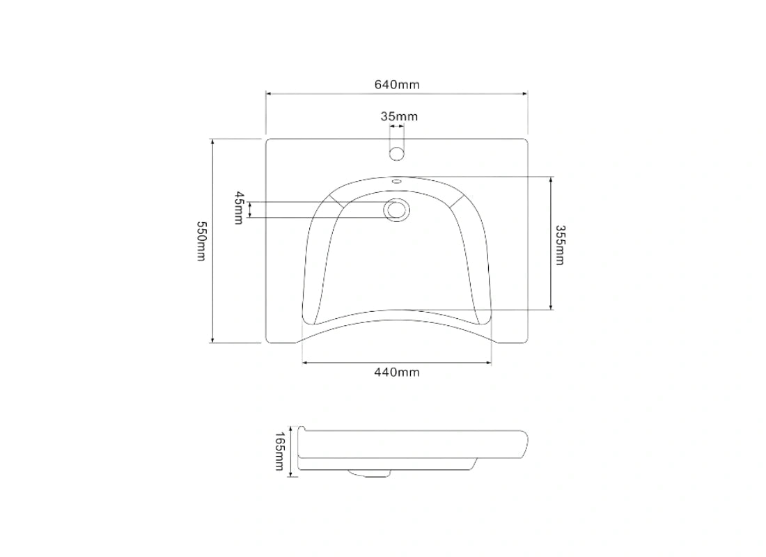 CLEA BELLUNO Handicap Basin H013 640 × 550 × 165mm
