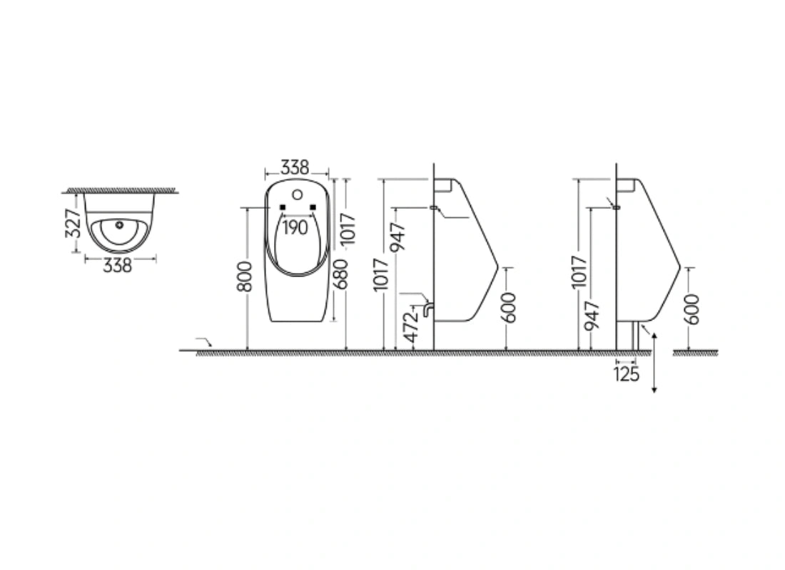 CLEA ZENTRO Wall Hung Sensor Urinal with Top Inlet & Full Set Accessory 2401
