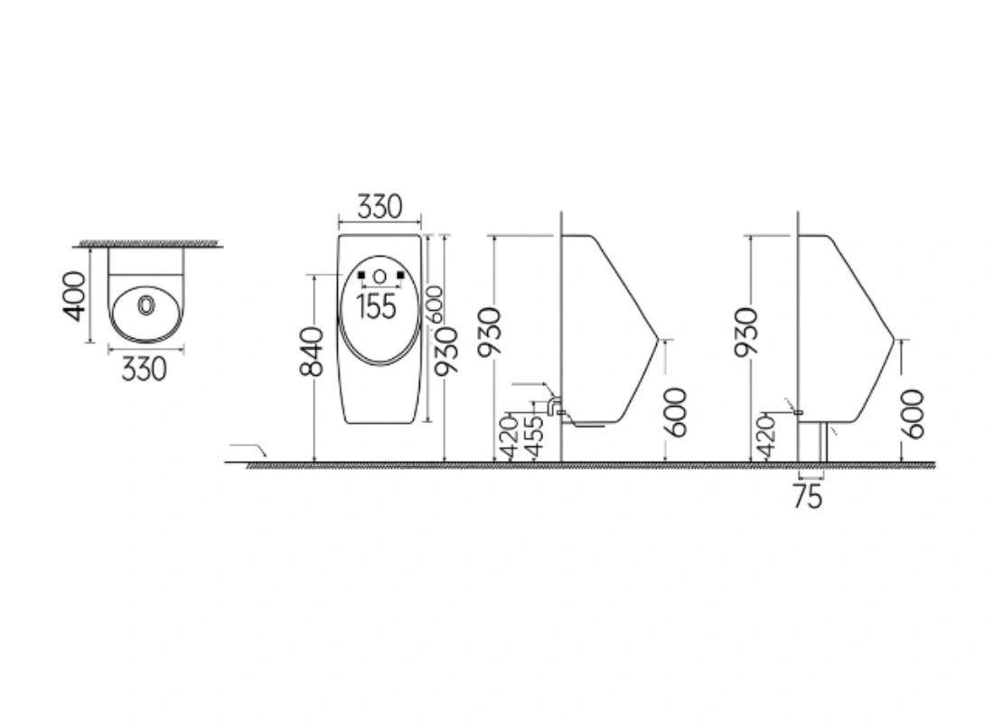 CLEA NOVARA Wall Hung Sensor Urinal with Top Inlet & Full Set Accessory 926