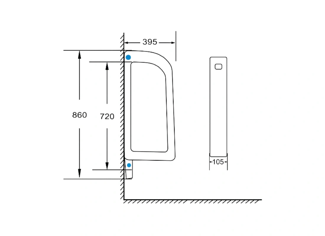 CLEA LUMIS Urinal Plate Divider D111 860 × 105 × 395mm