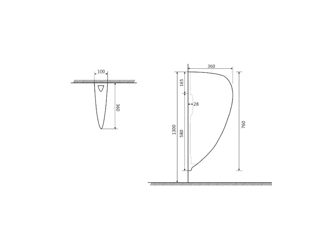 CLEA RAVELLO Urinal Plate Divider D112 100 × 360 × 760mm