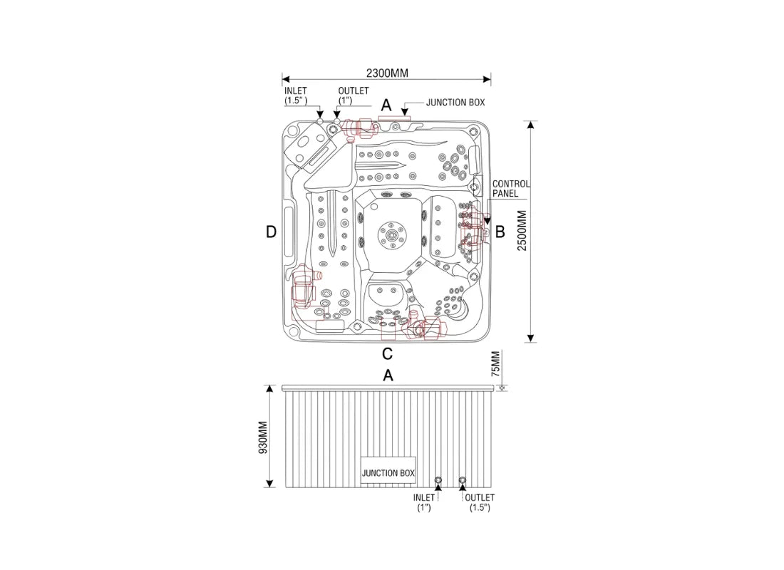 CLEA Aurenza Hydro Spa 6-Seater Outdoor Jacuzzi with 94 Massage Jets, KR-6024