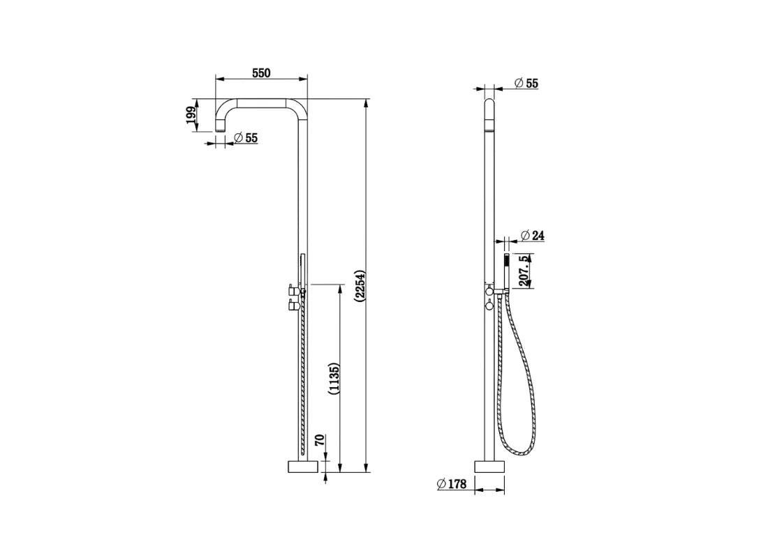 CLEA Ruby SUS316 Outdoor Shower with 42mm Shower Head, Gun Metal