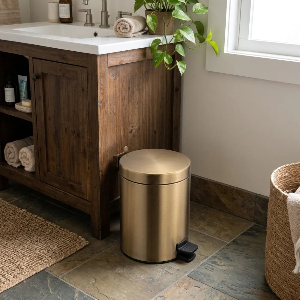IDS IOM 3L Bathroom Pedal Waste Bin with Lid, Bronze Finish, A9104MY