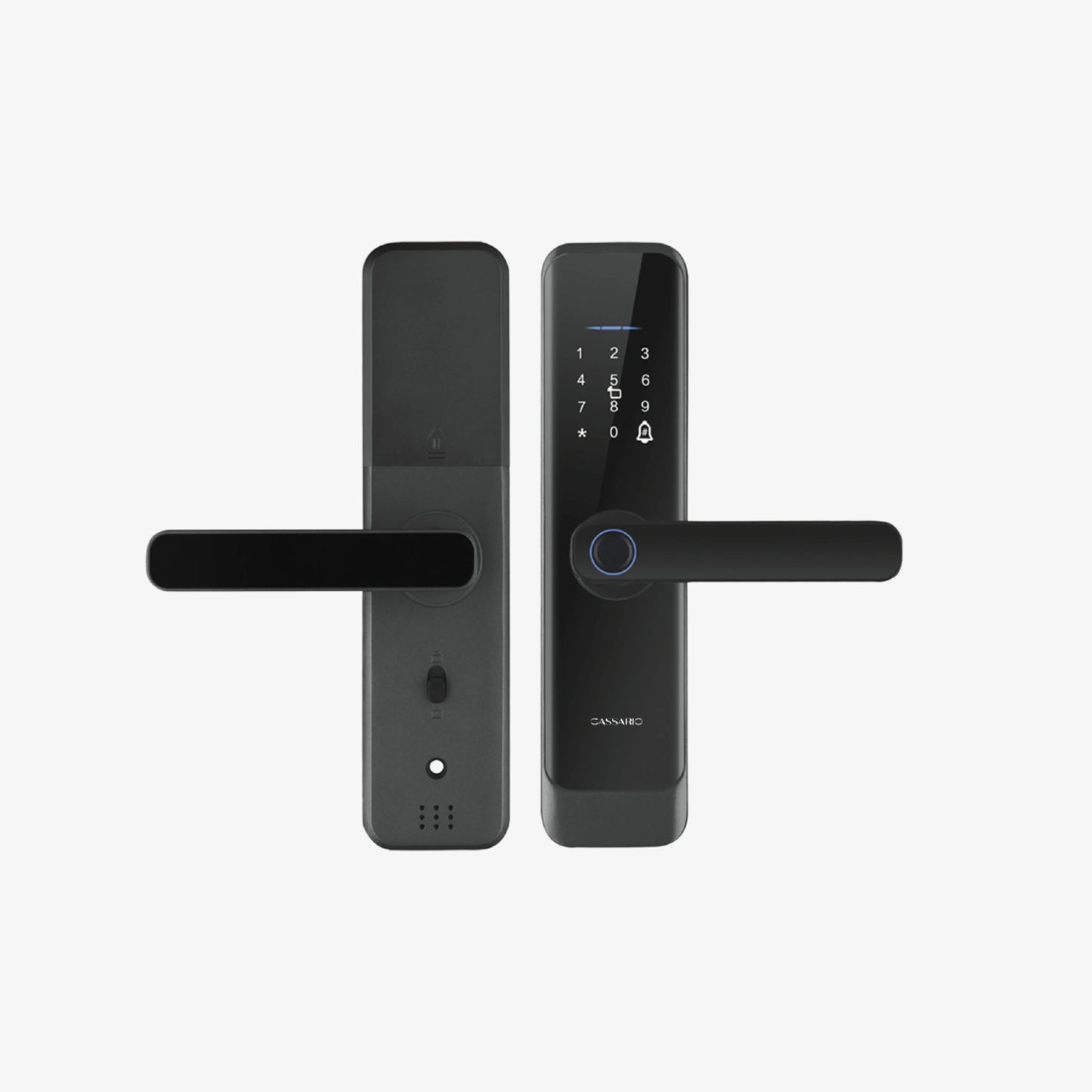 Cassario Neom Digital Smart Lock with Mobile Application, Fingerprint, Password, Cards and Keys, Black