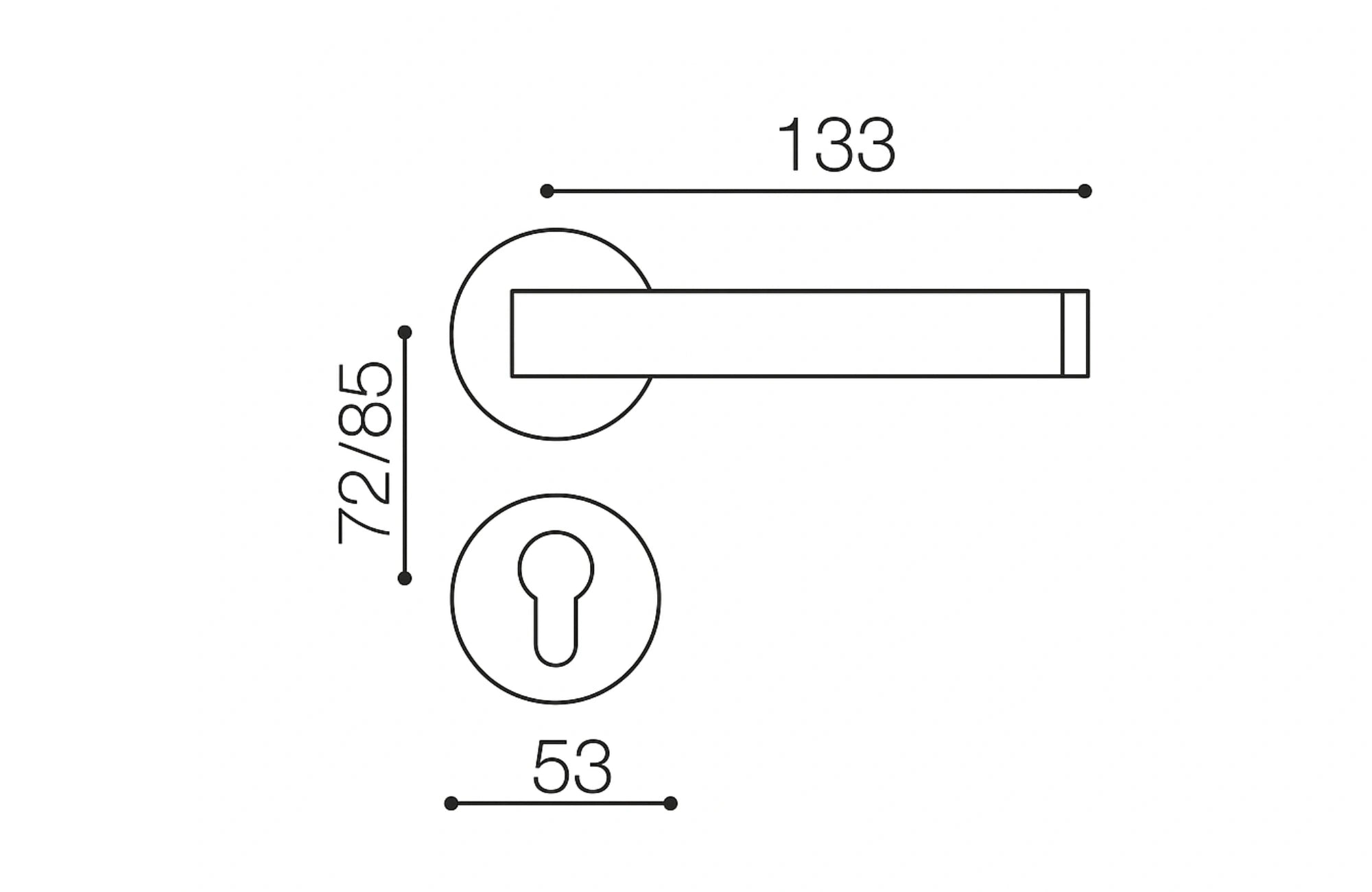 Palm Lever Handle on Round Rose & Cylinder Escutcheon