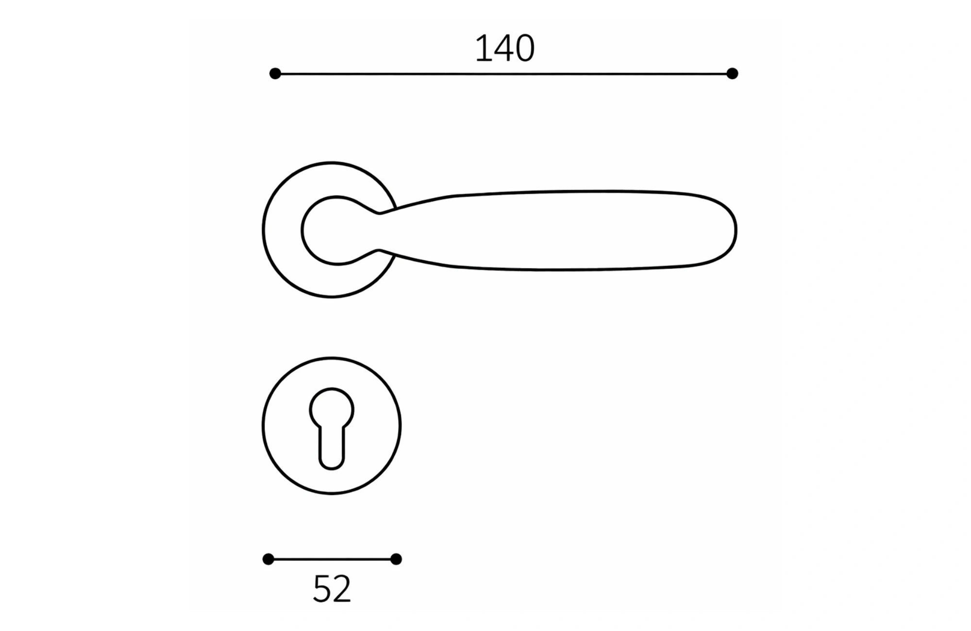Wave Lever Handle on Round Rose & Cylinder Escutcheon