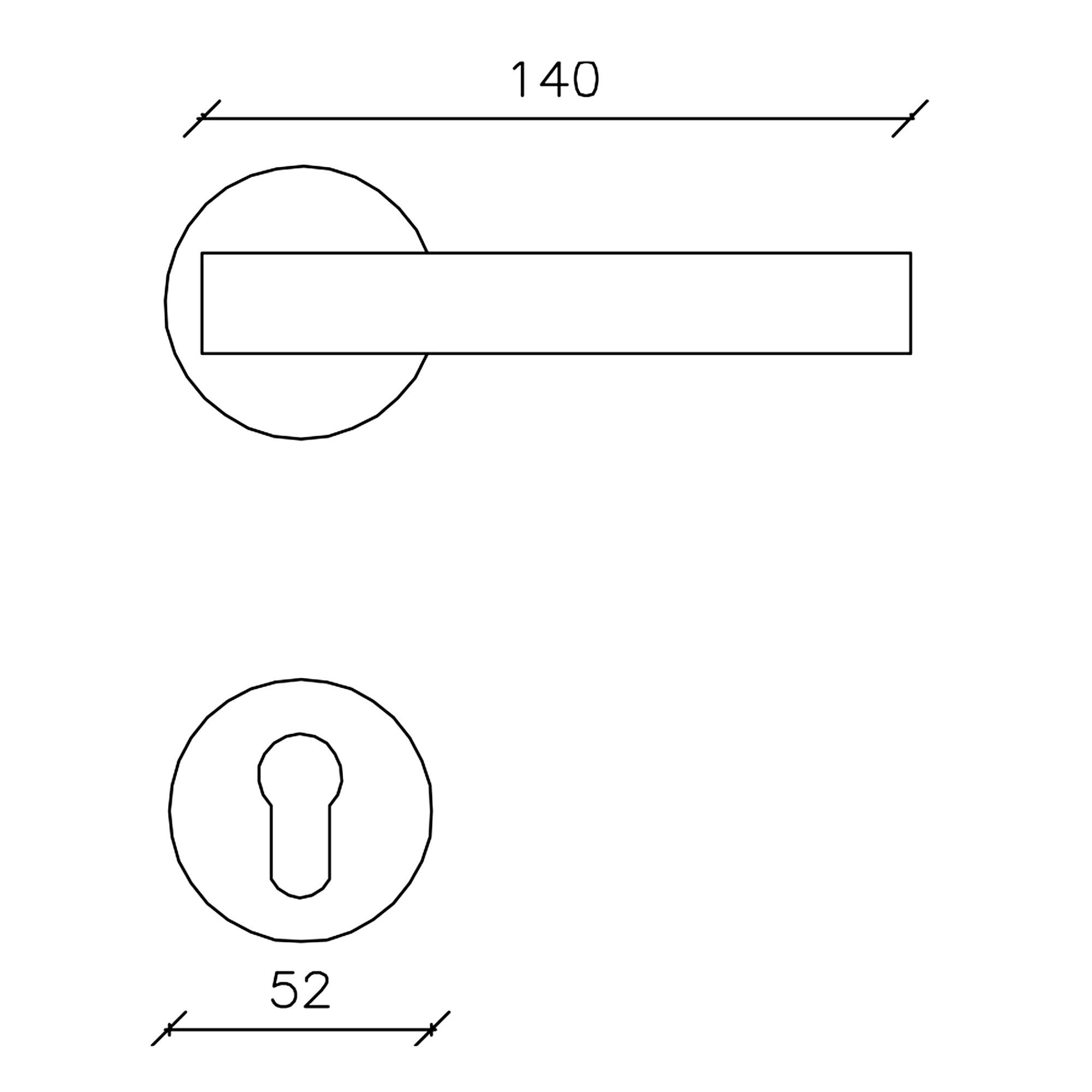 Oscar Lever Handle on Round Rose & Cylinder Escutcheon