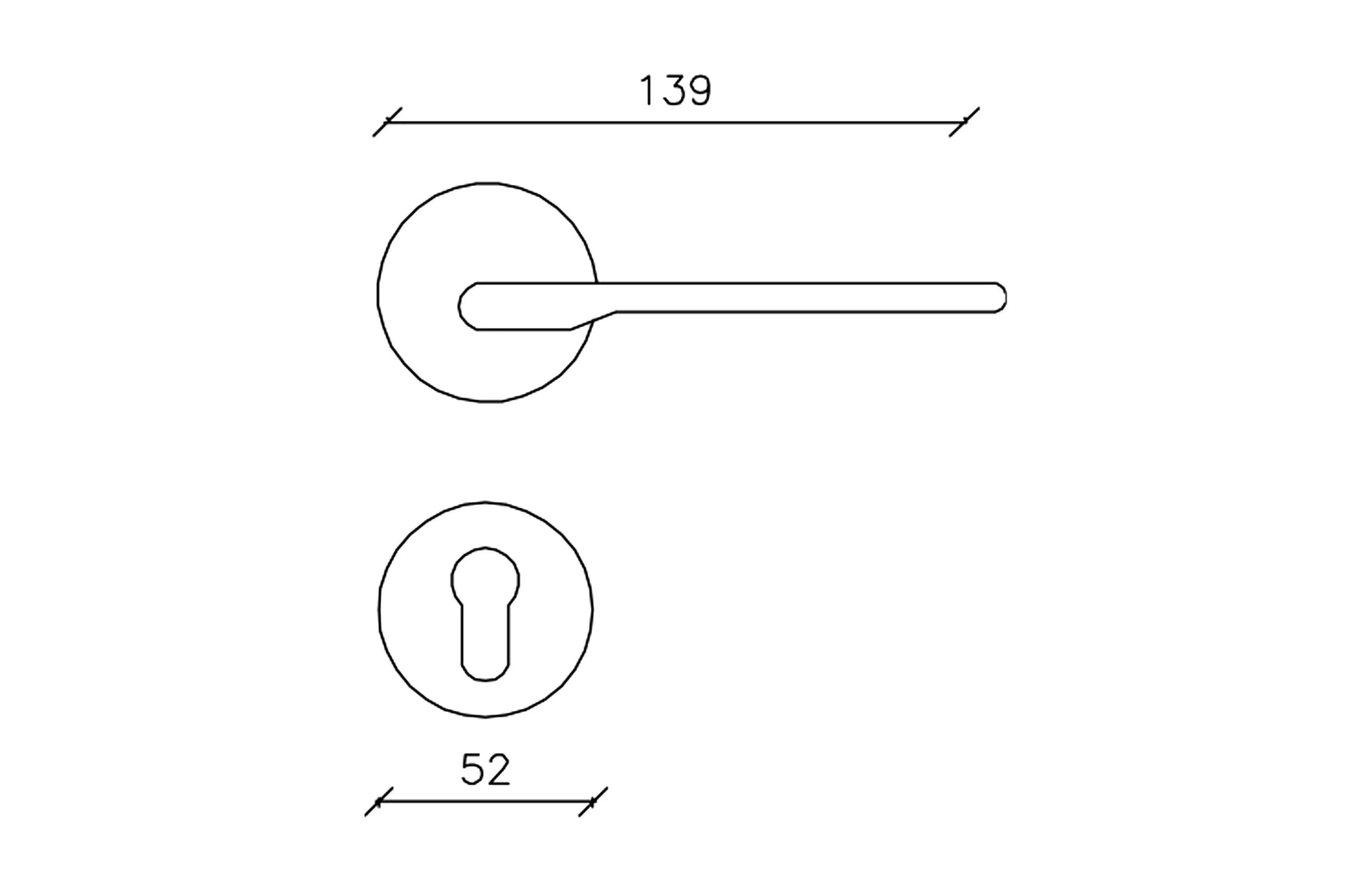 Atena Lever Handle on Round Rose & Cylinder Escutcheon