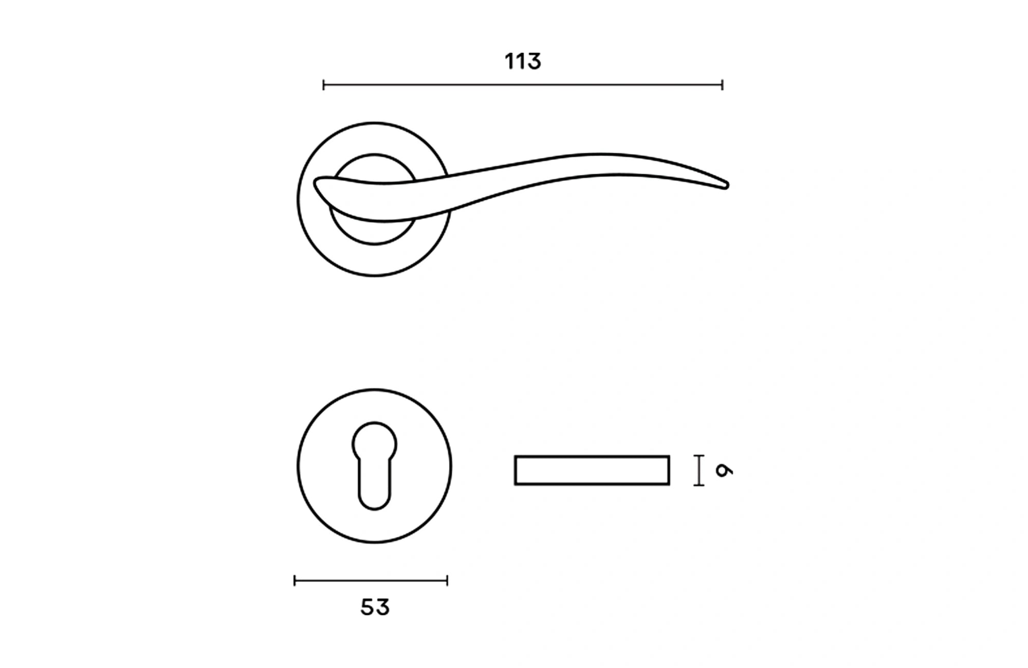 Dove Lever Handle on Round Rose & Cylinder Escutcheon