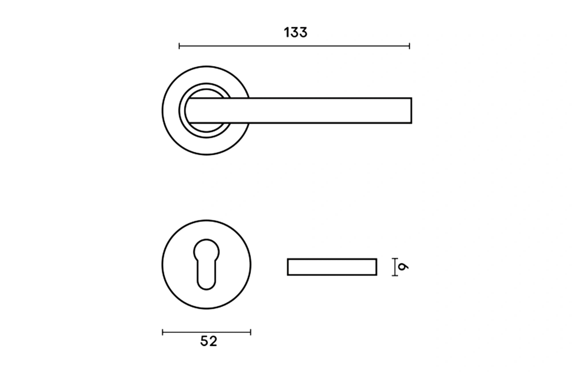 Metro Lever Handle on Round Rose & Cylinder Escutcheon
