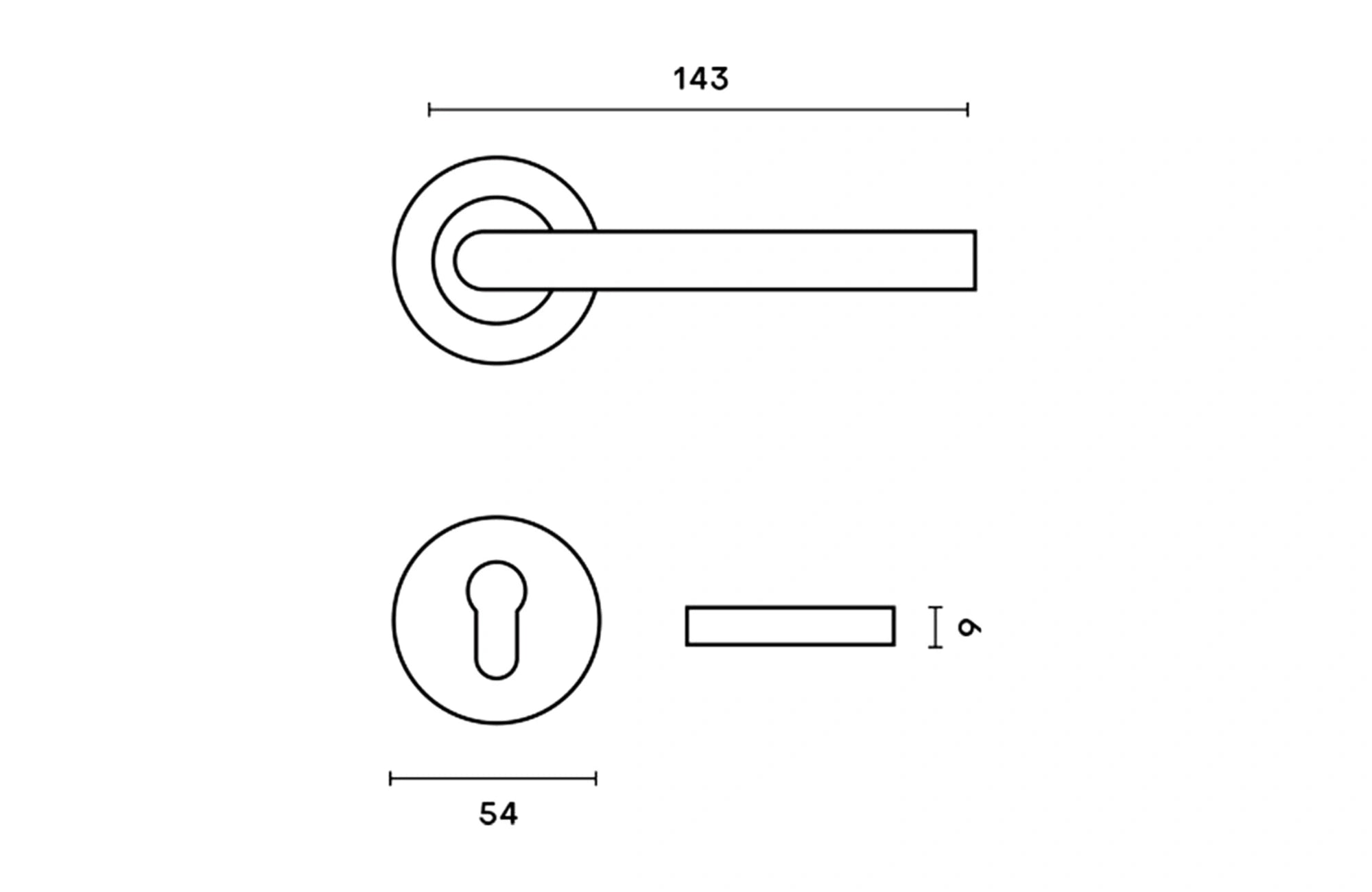 Inox Lever Handle on Round Rose & Cylinder Escutcheon