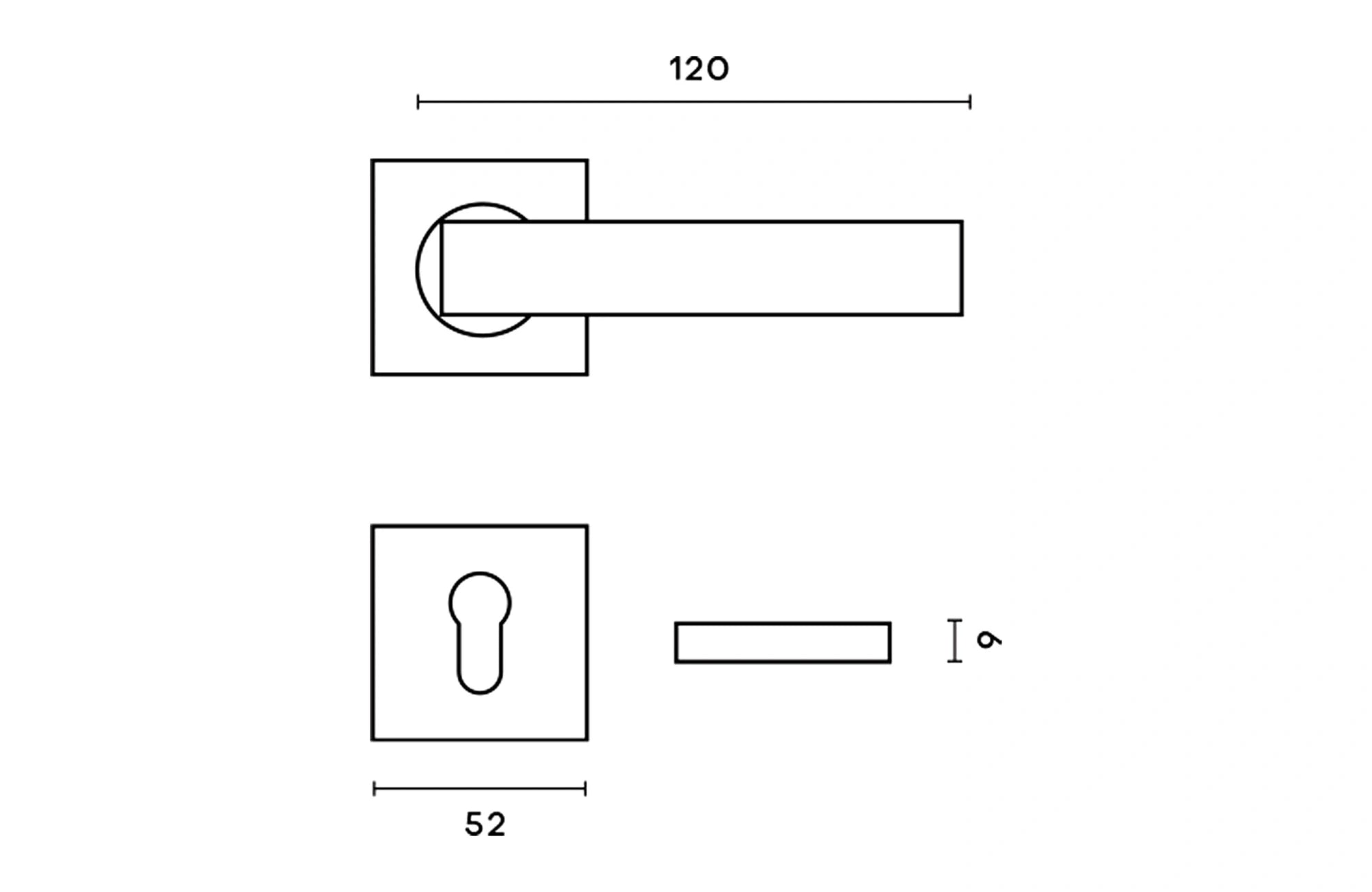 Cube Lever Handle on Round Rose & Cylinder Escutcheon