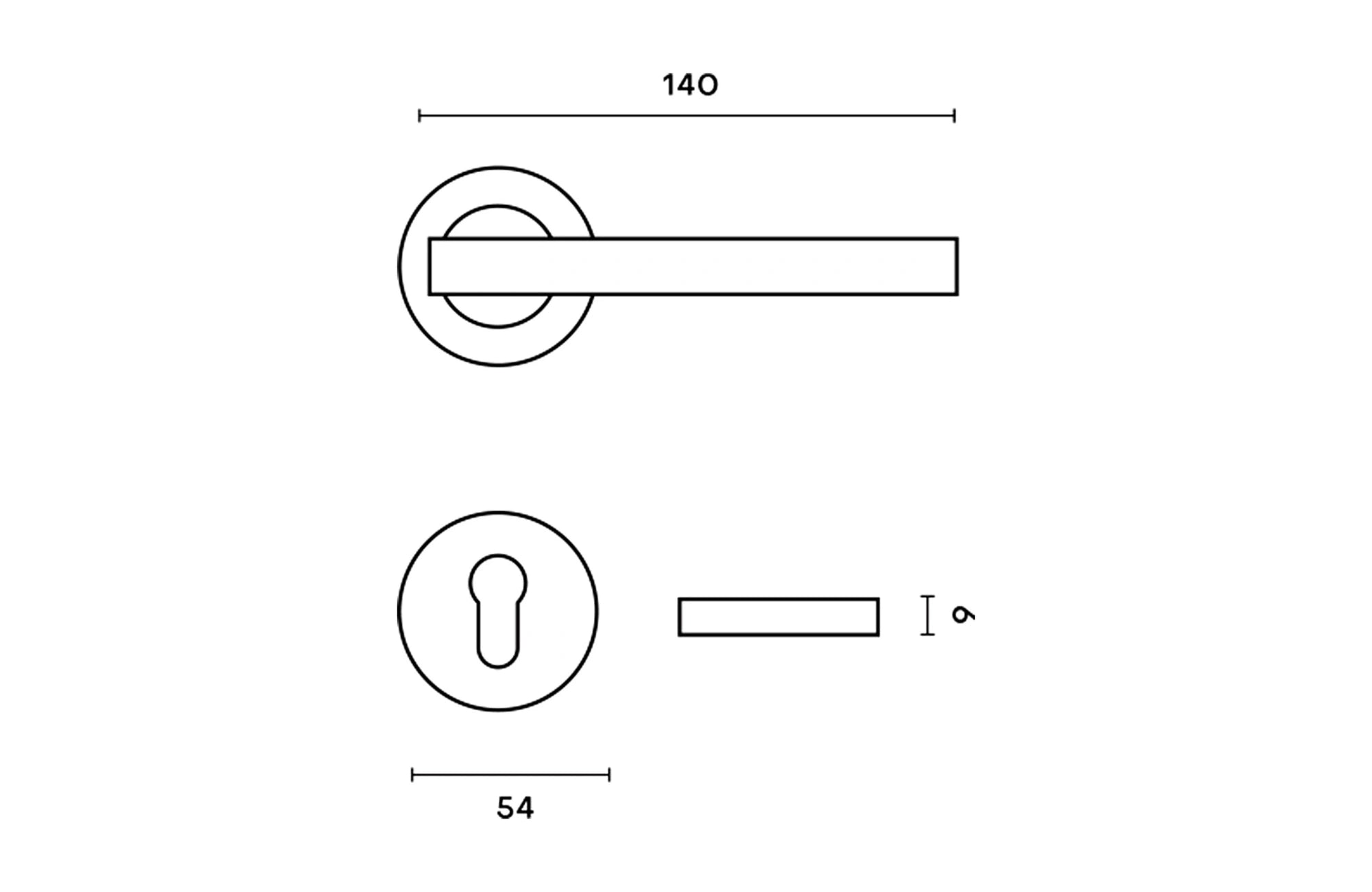 Arco Lever Handle on Round Rose & Cylinder Escutcheon
