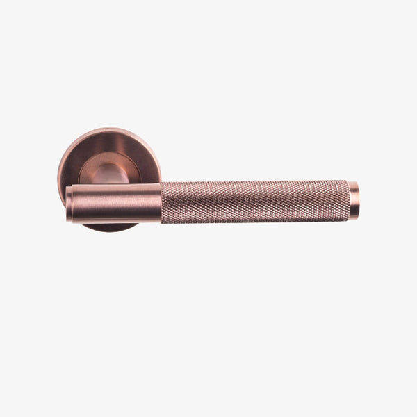 Spain Solid Lever Handle on Round Rose & Cylinder Escutcheon