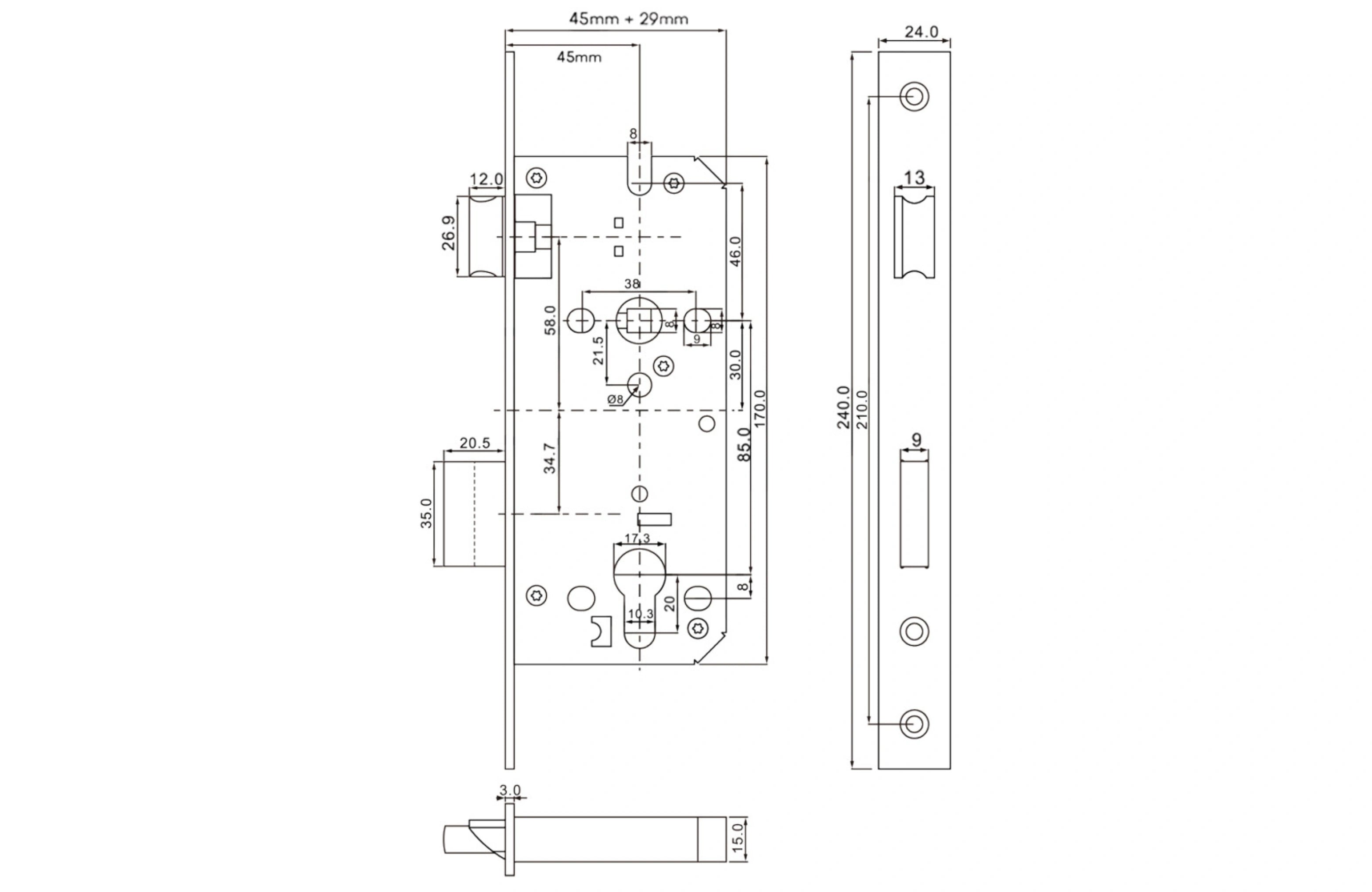 Mortice Sash Lock (MSL4585) 85x45mm