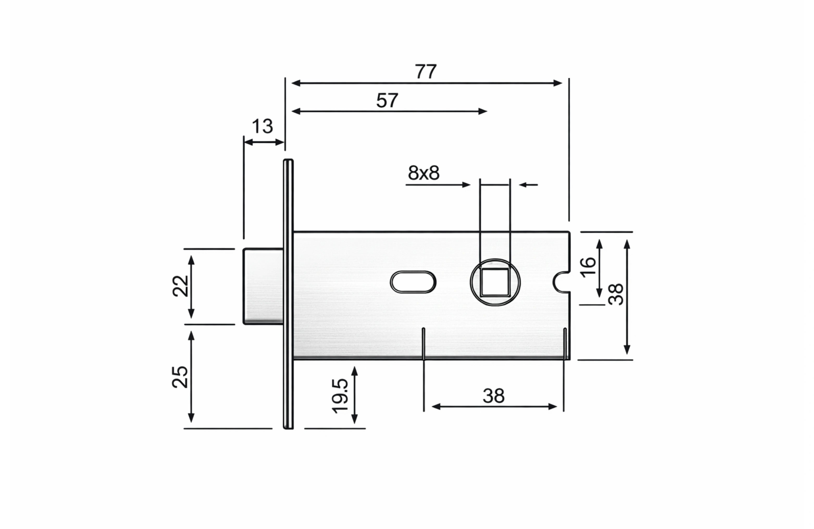 Mortice Dead Bolt 60mm Backset SS304