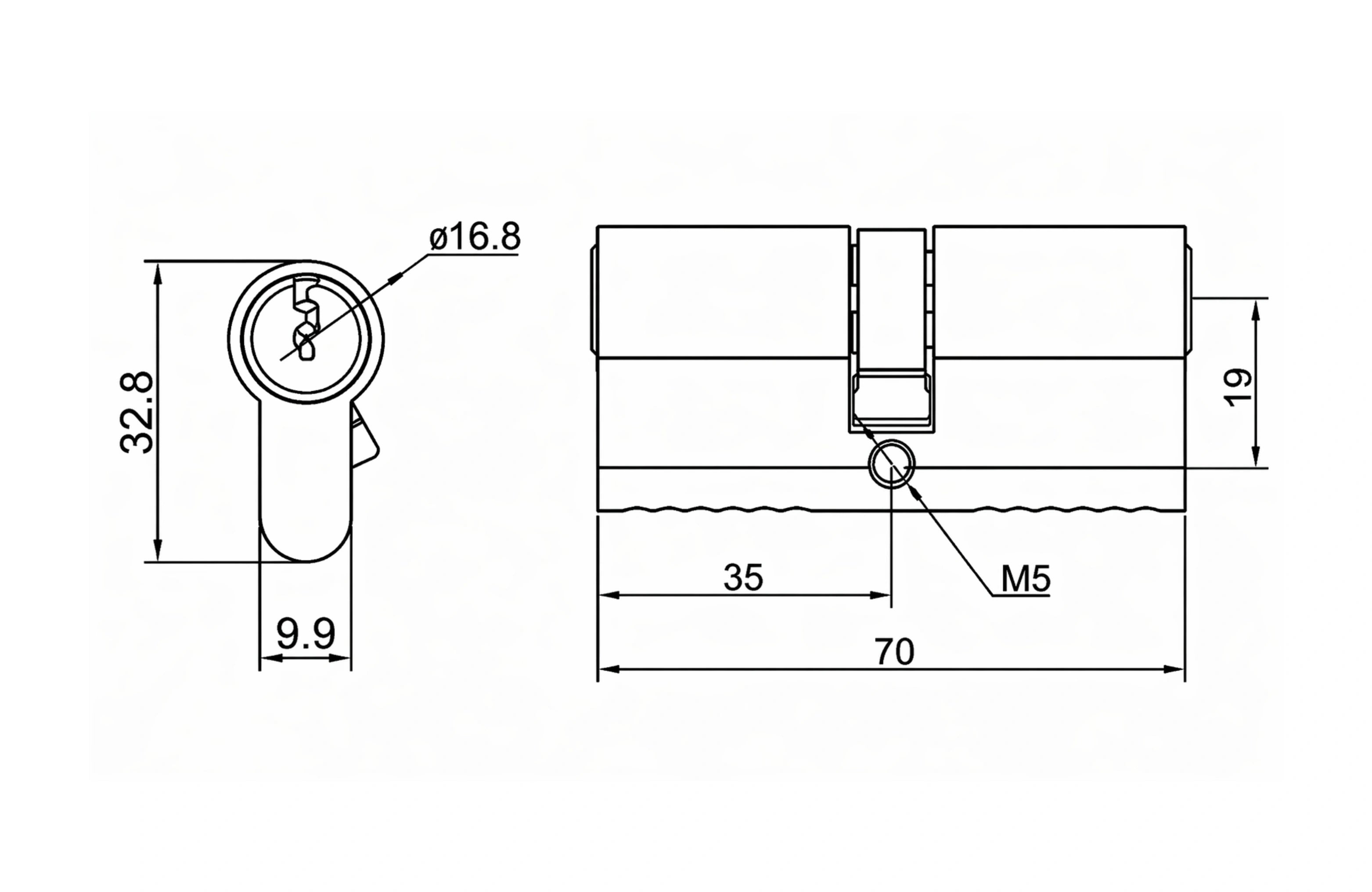 Cassario Euro Profile Double Cylinder 6 Pin, 70mm