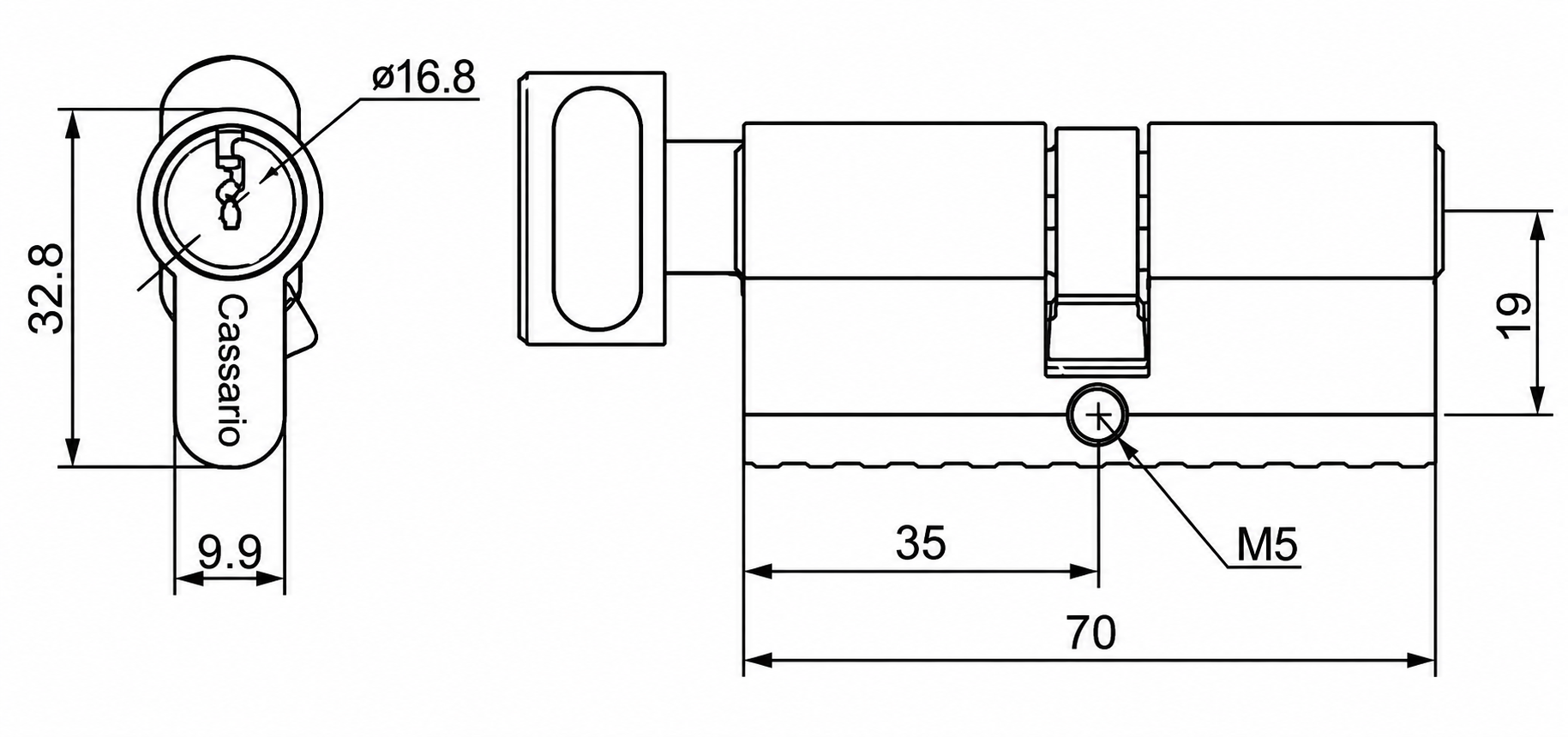 Euro Profile Privacy Cylinder with Thumb Turn & Emergency Release 70mm