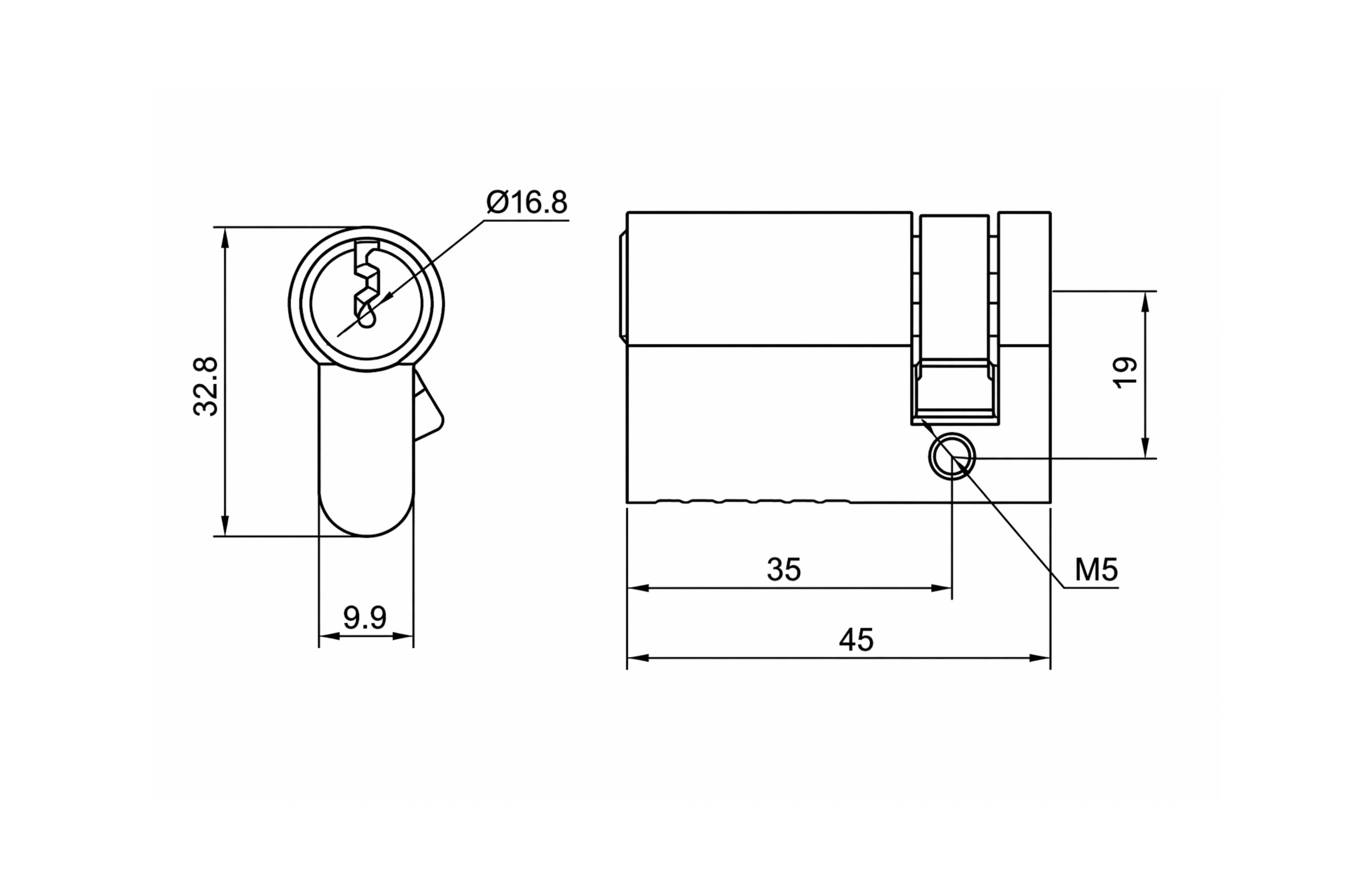 Cassario Euro Profile Single Cylinder 6 Pin, 45mm