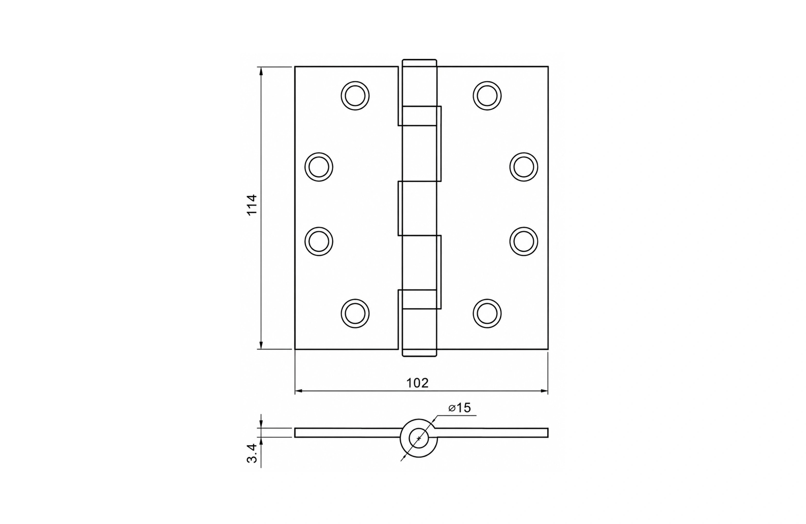 Cassario Ball Bearing Butt Hinge (BH45) 114x102x3.4mm