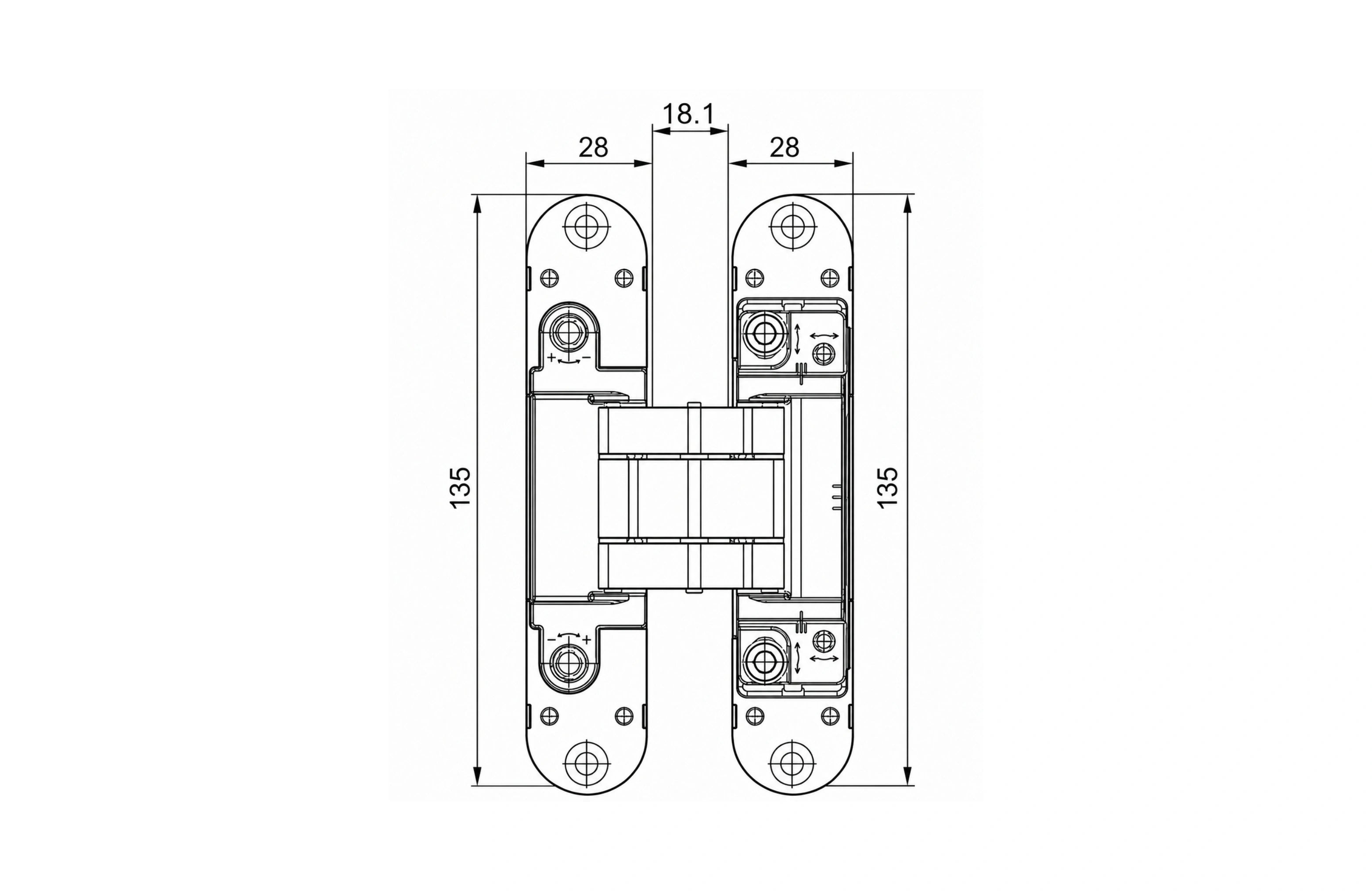 Cassario 3D Concealed Hinge (CH60) 135x28mm