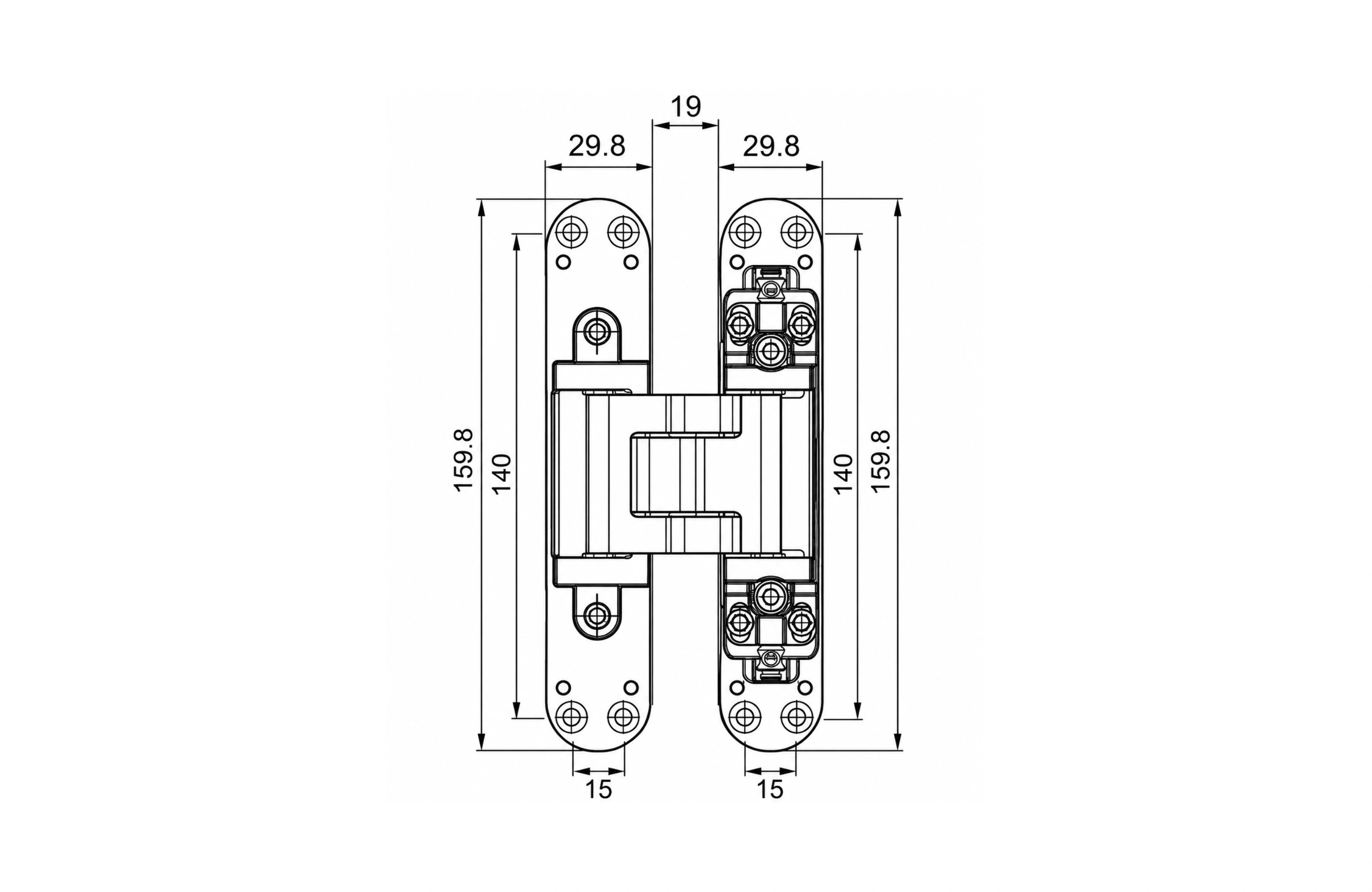 Cassario 3D Concealed Hinge (CH80) 159.8x29.8mm