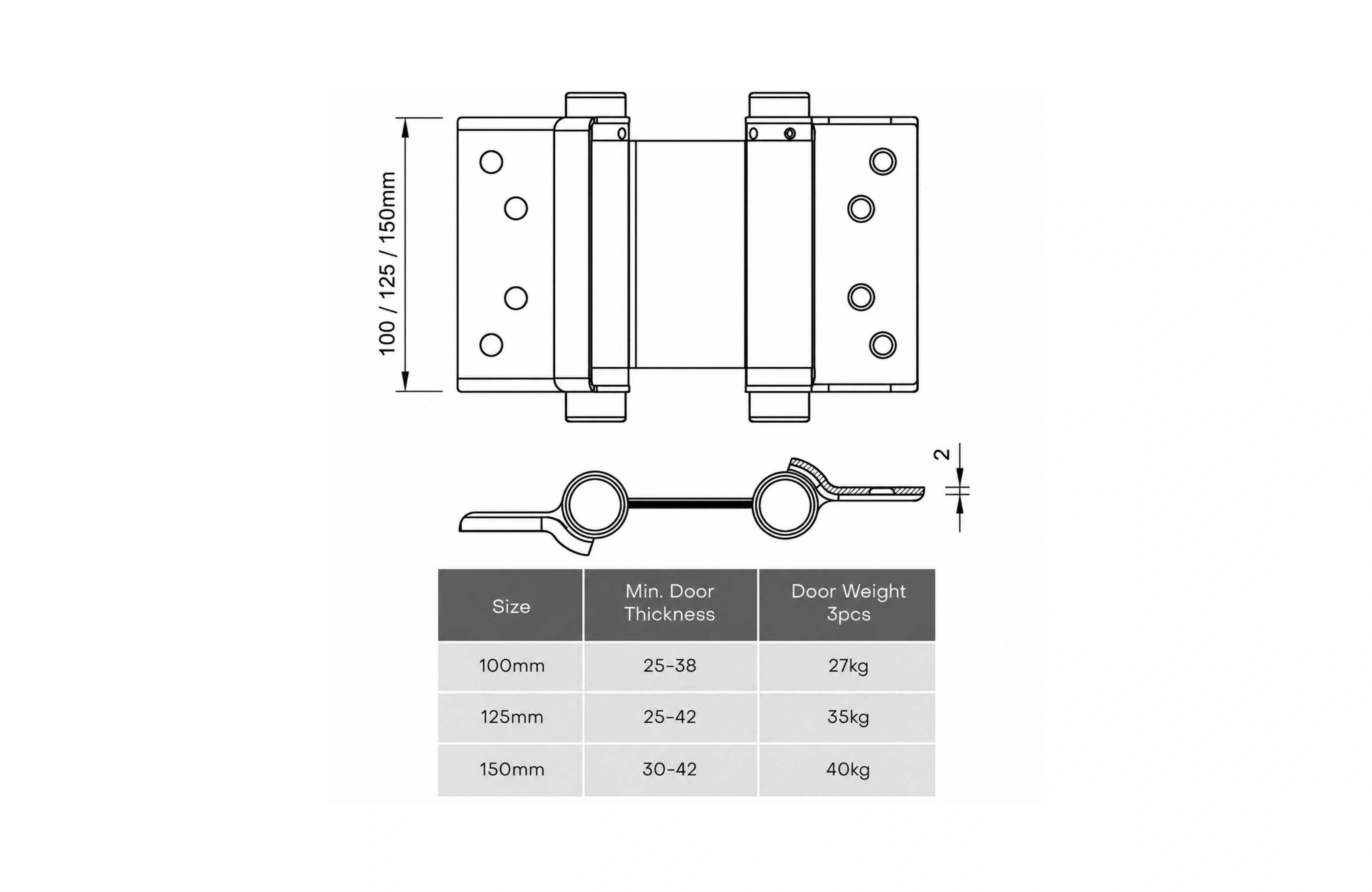 Cassario Double Action Spring Hinge 100mm