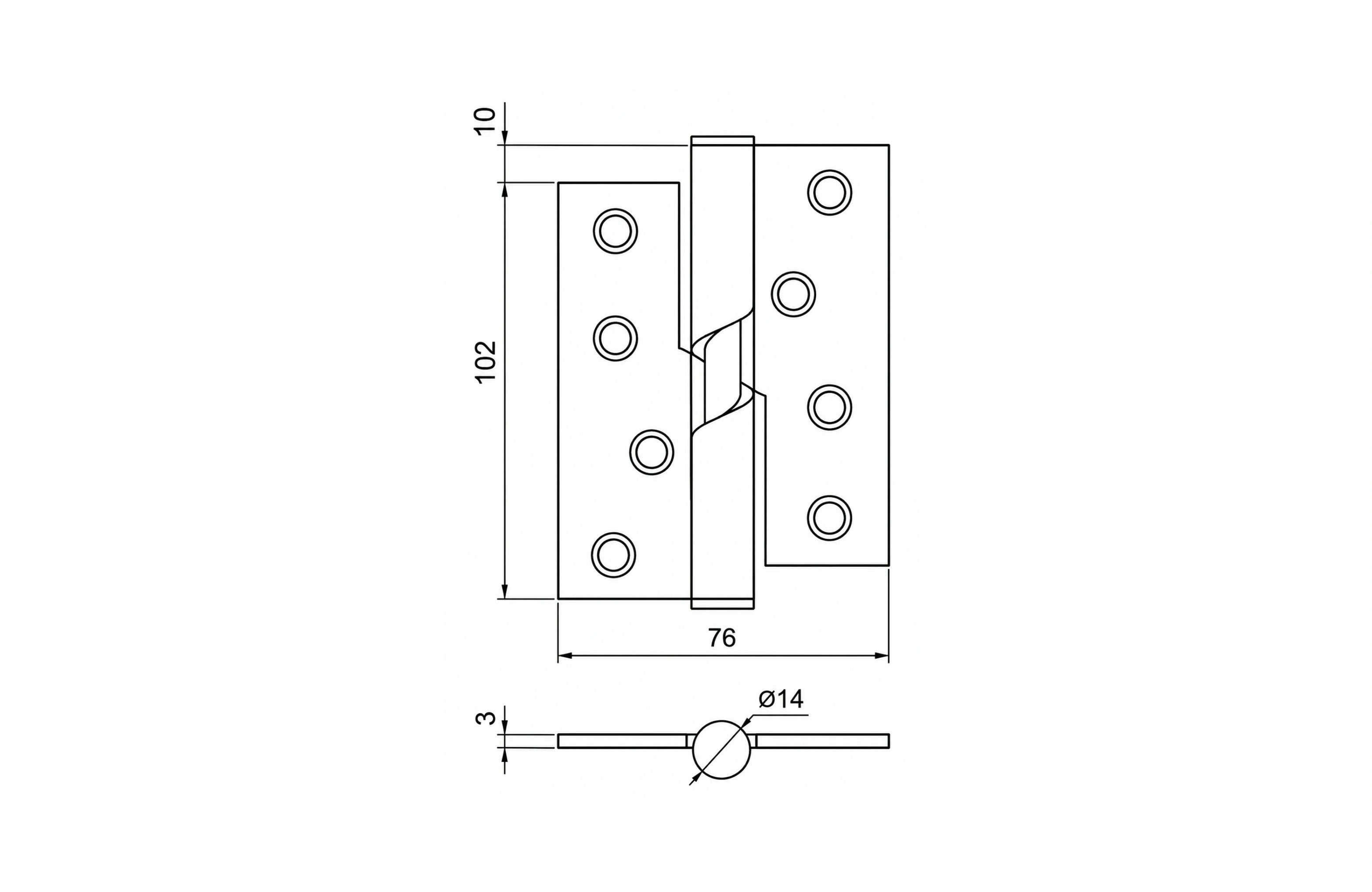Cassario Rising Hinge (RH) 102x76x3mm