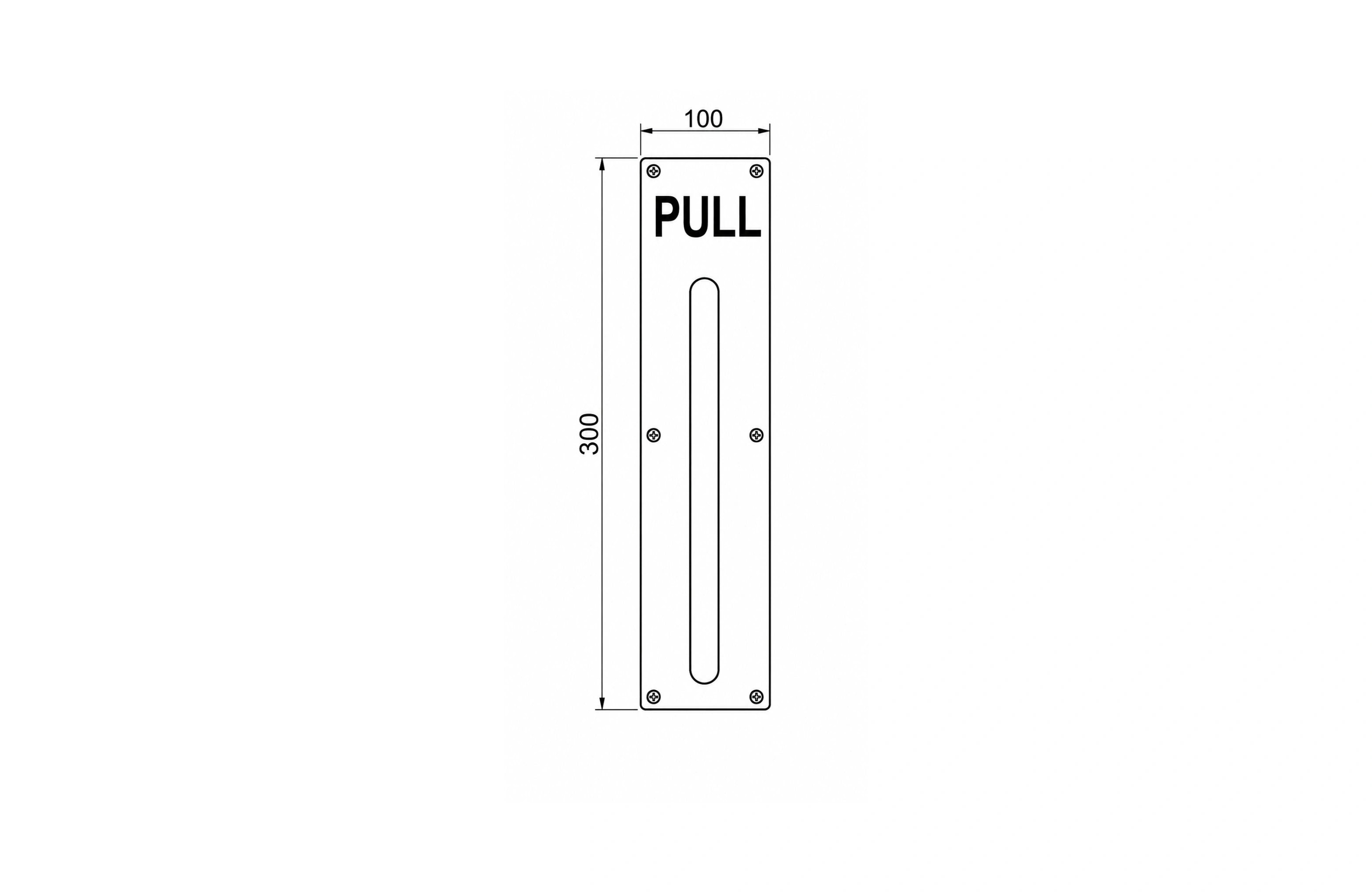 Cassario Pull Handle on Plate with Engraved 'PULL' SS304, 300x100mm