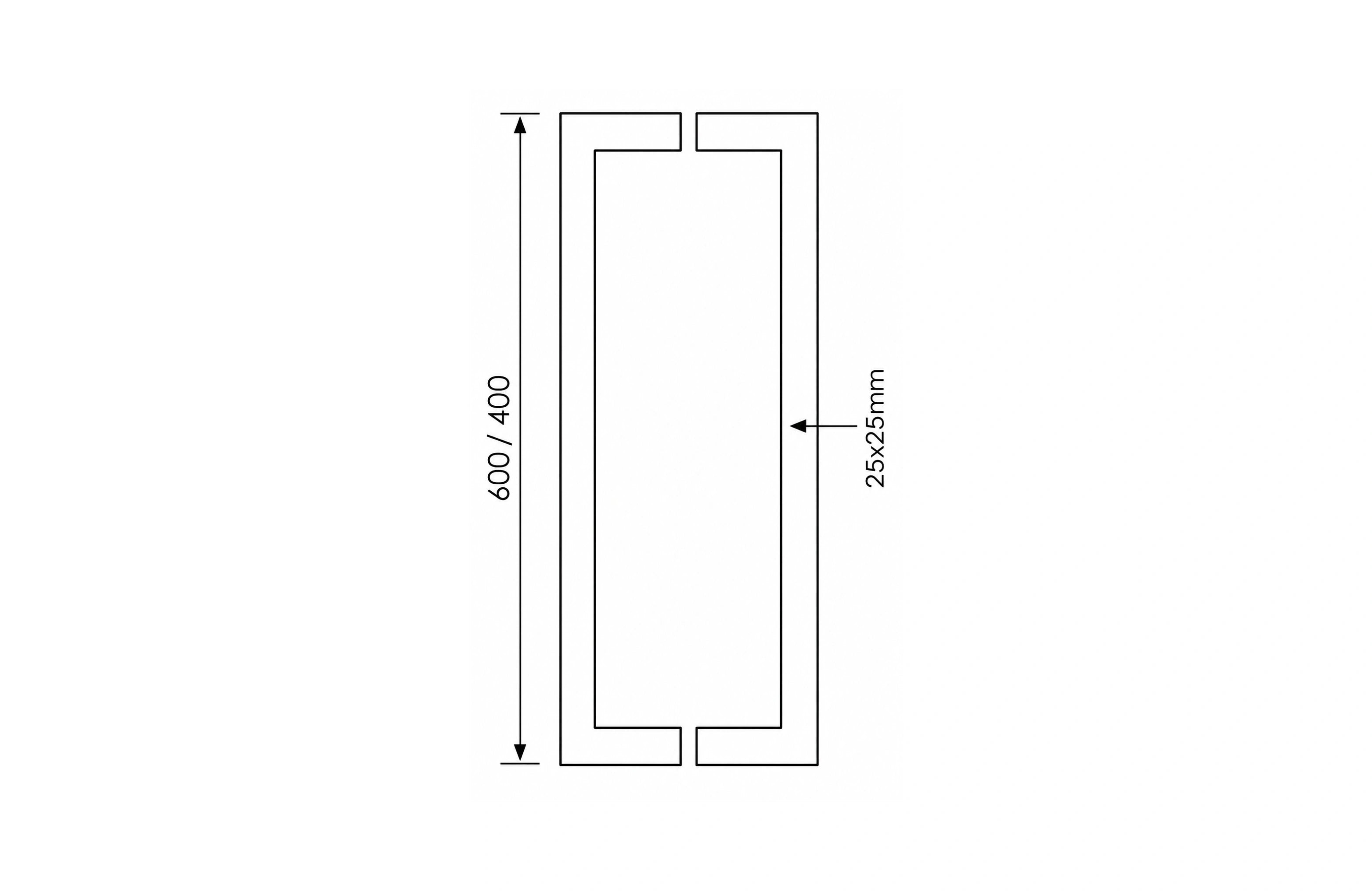 Cassario Square Back-to-Back Pull Handle SS304, 400x25x25mm
