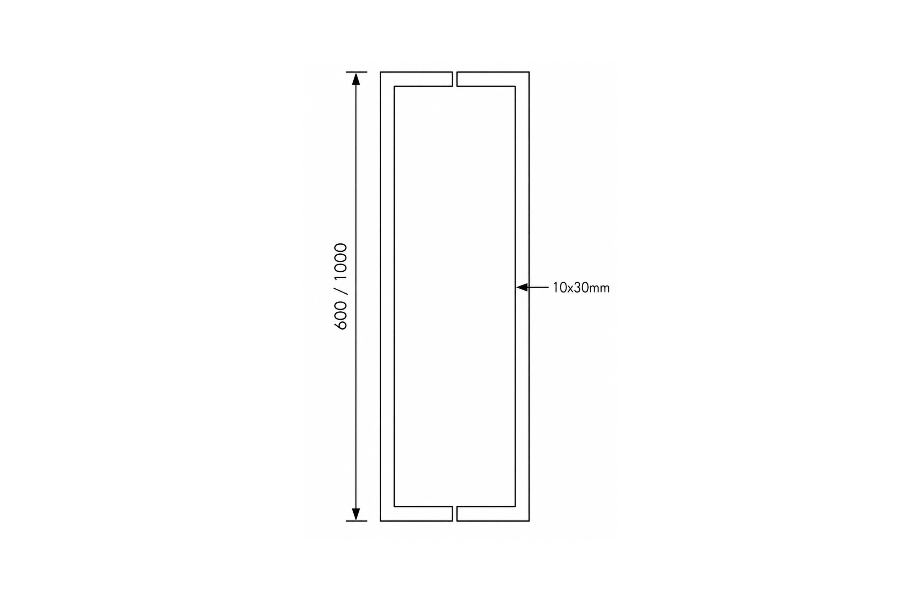 Cassario Square Back-to-Back Pull Handle SS304, 1000x10x30mm
