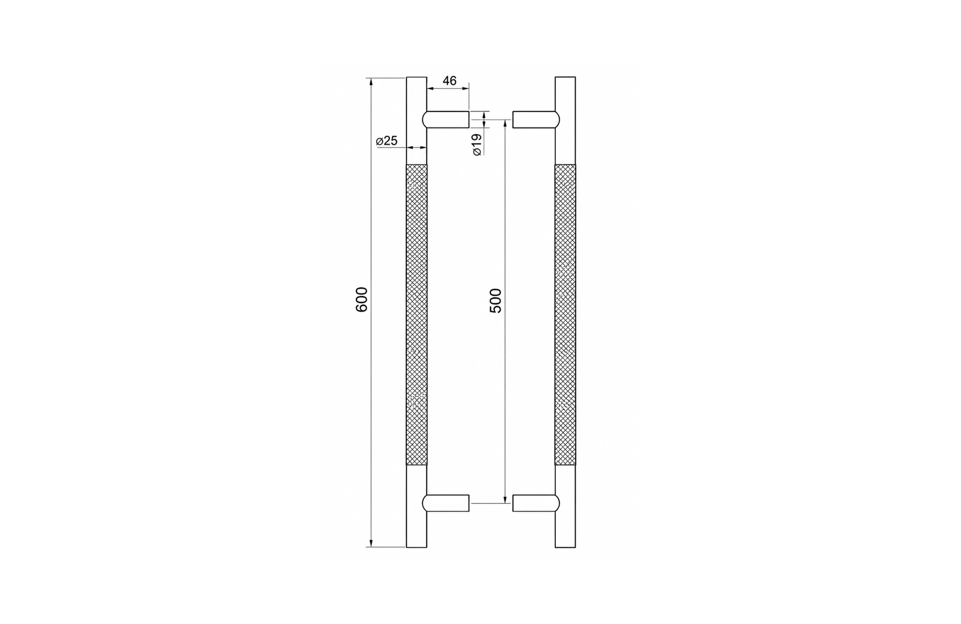 Cassario Spain Knurled Back-to-Back Pull Handle SS304, 600x25mm