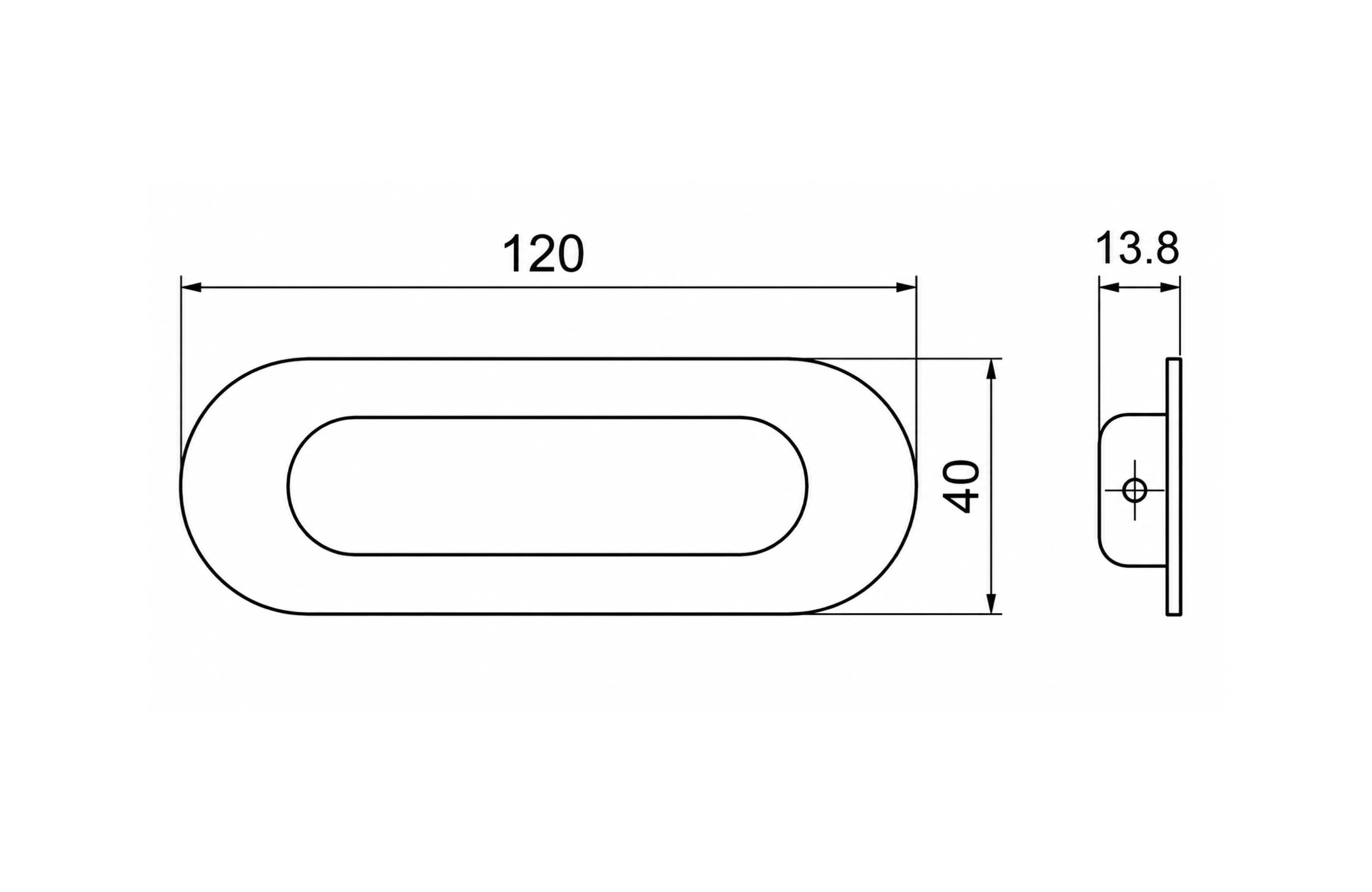 Cassario Oval Flush Pull Handle SS304, 120x40mm