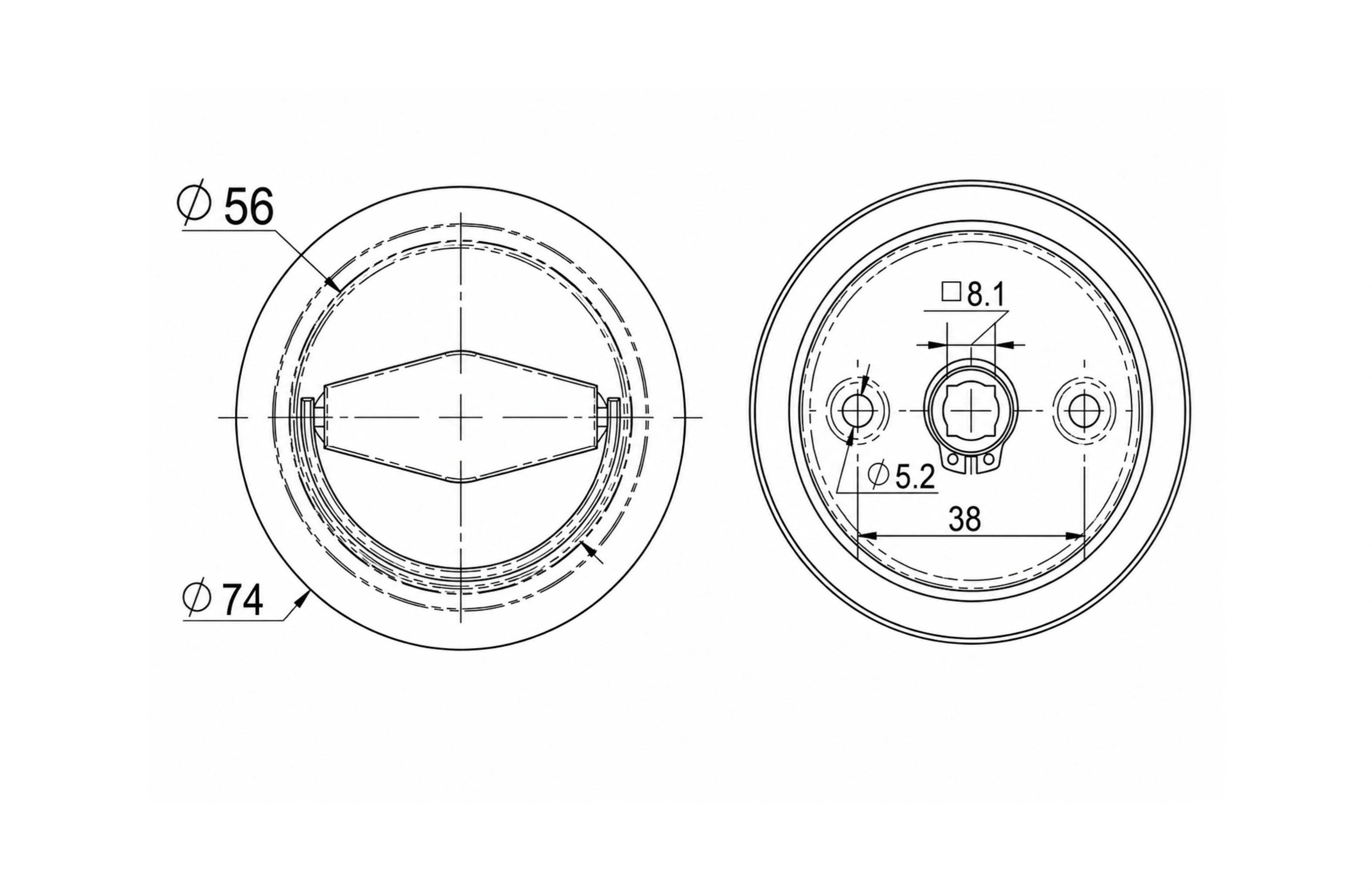 Cassario Circular Flush Ring Handle SS304, 74mm