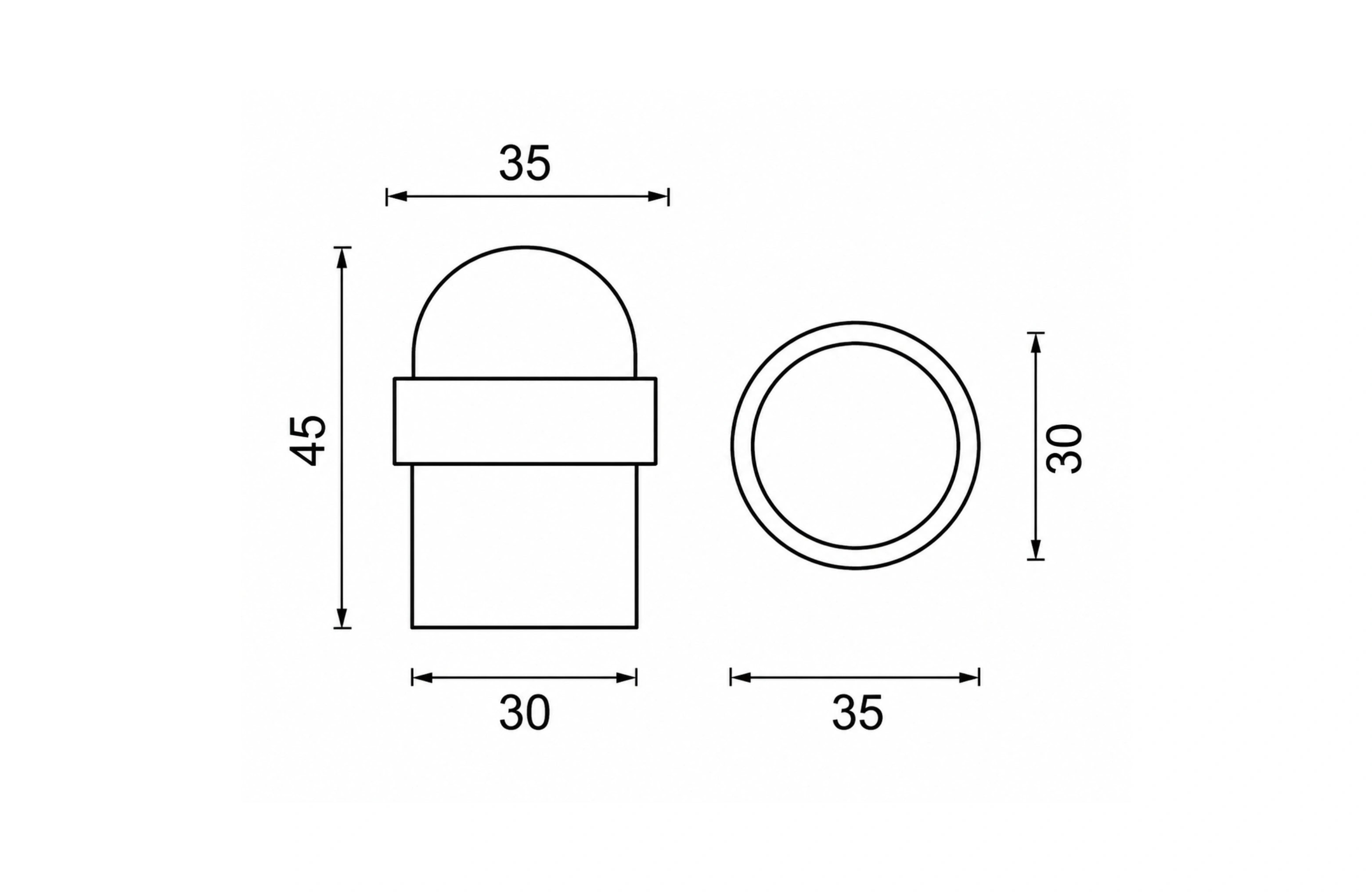 Cassario Floor-Mount Door Stop with Dome Top SS304 30x45mm