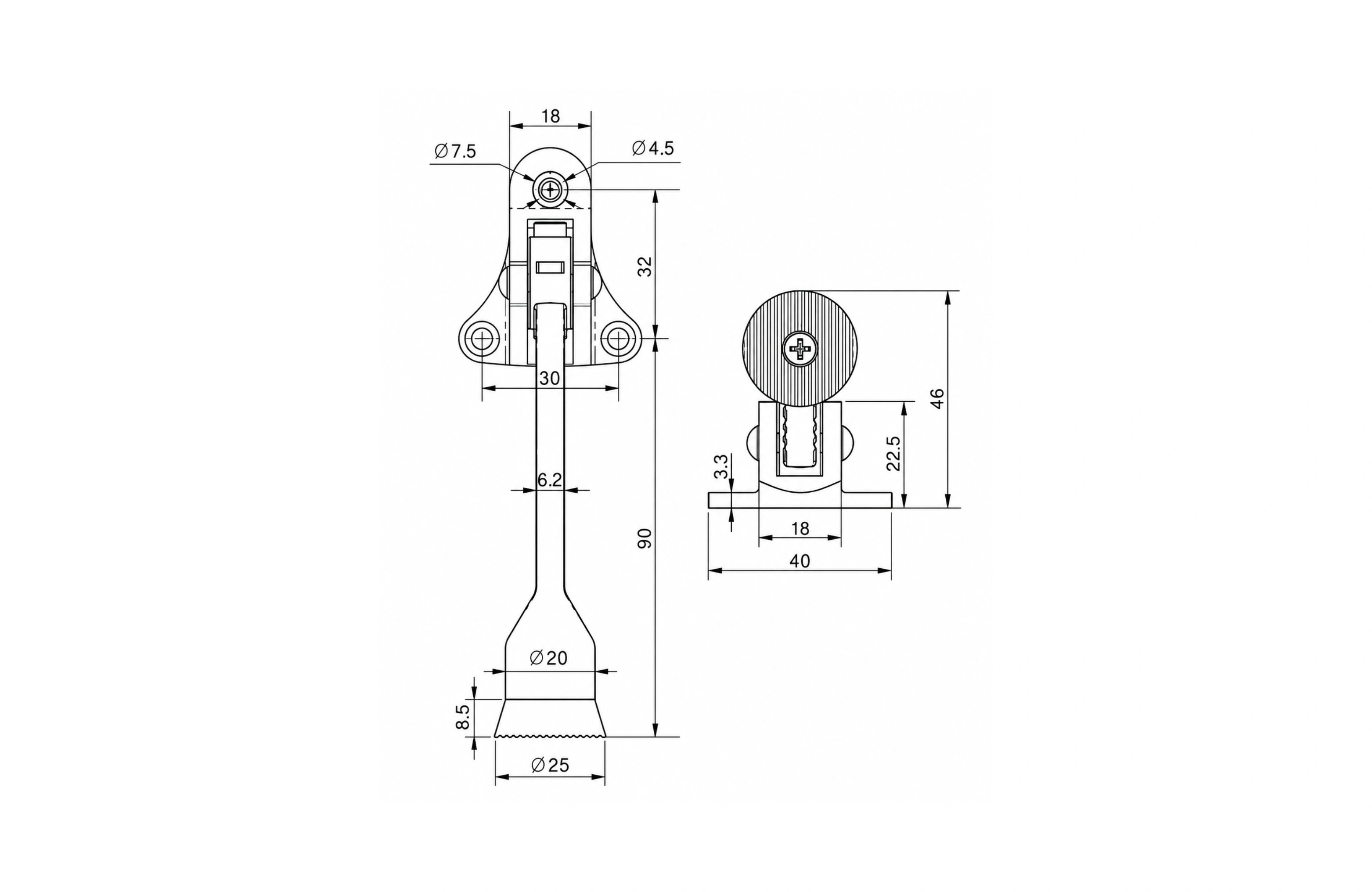 Cassario Foot-Operated Door Holder with Retaining Arm SS304