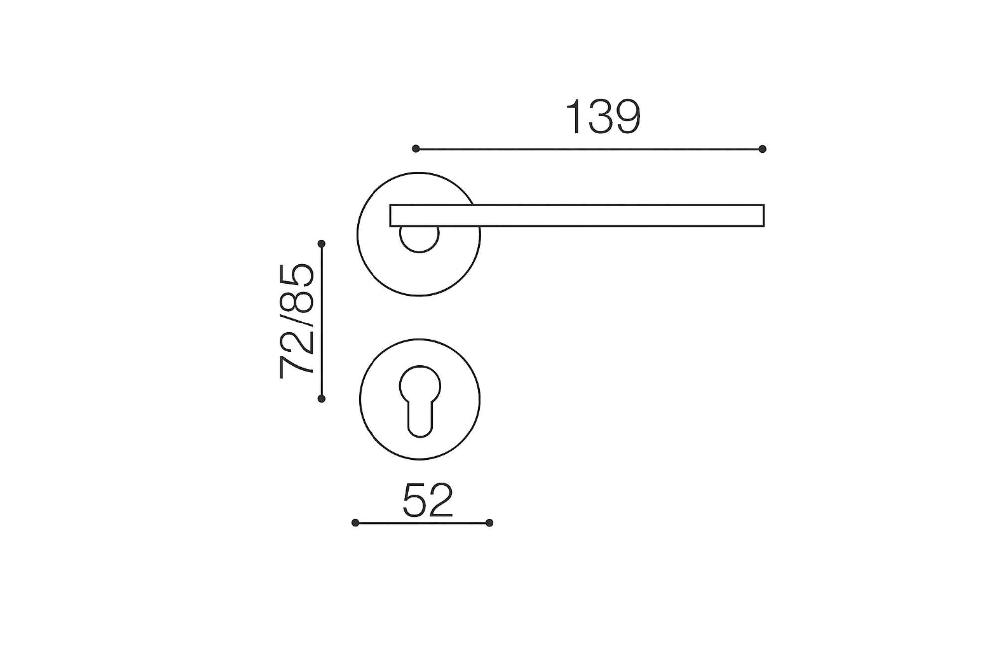 Aura Lever Handle on Round Rose & Cylinder Escutcheon