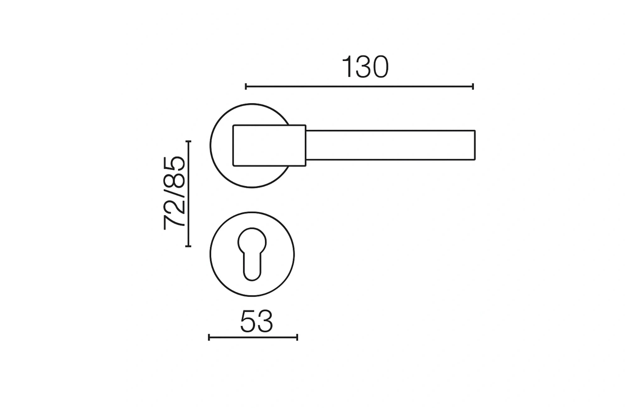 Forte Solid Lever Handle on Round Rose & Cylinder Escutcheon