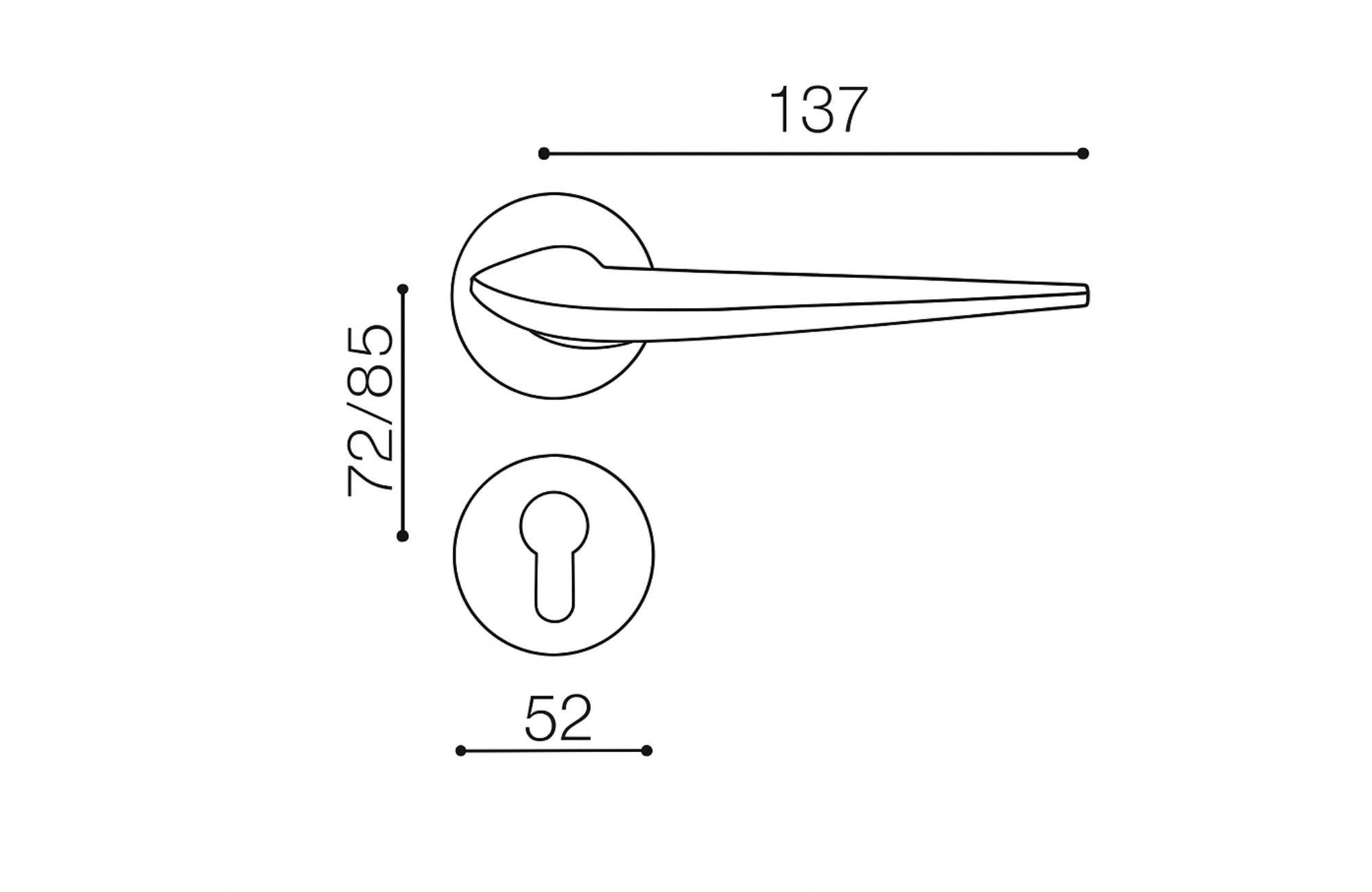 Lama Solid Lever Handle on Round Rose & Cylinder Escutcheon