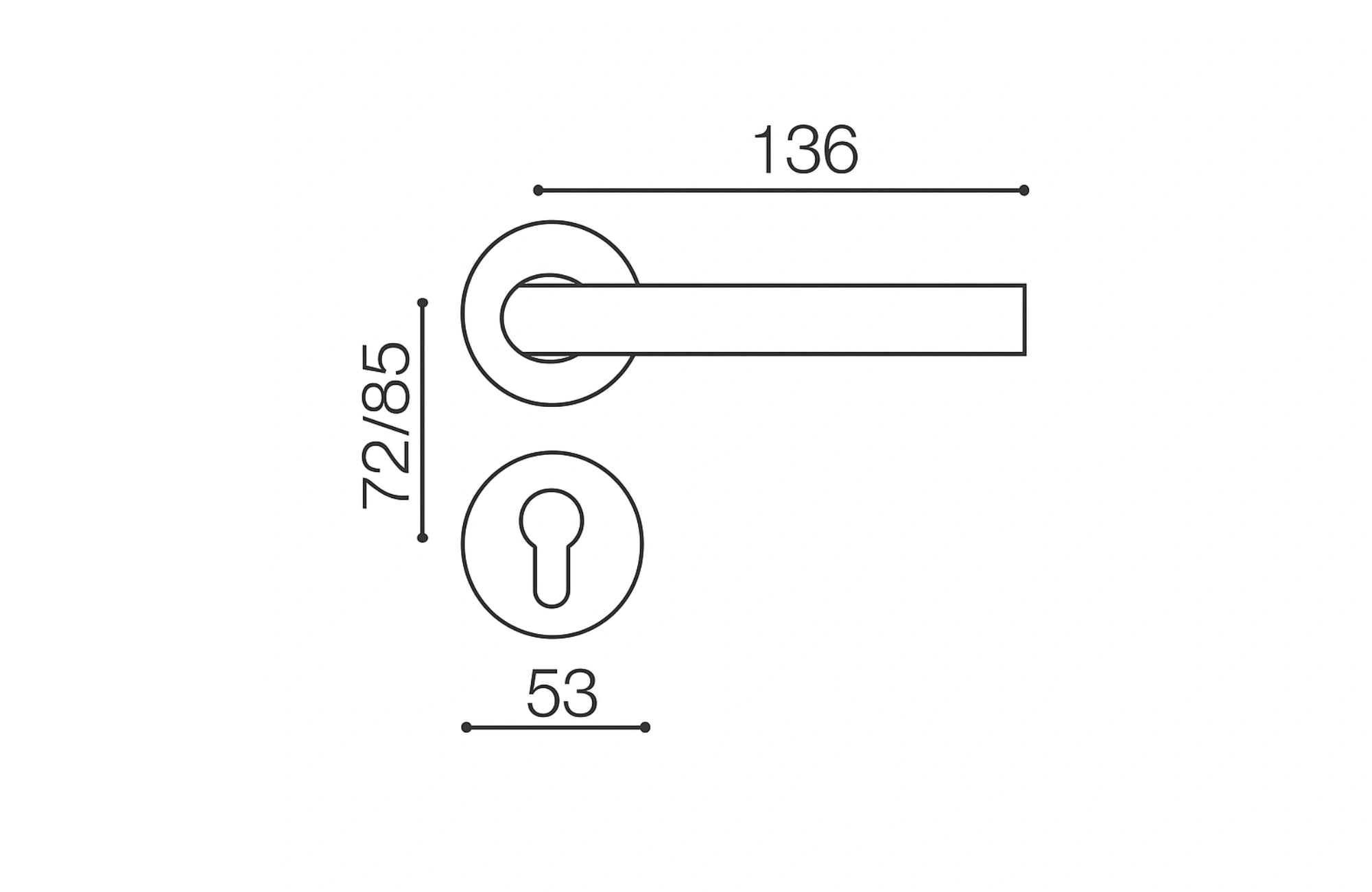 Oro Solid Lever Handle on Round Rose & Cylinder Escutcheon